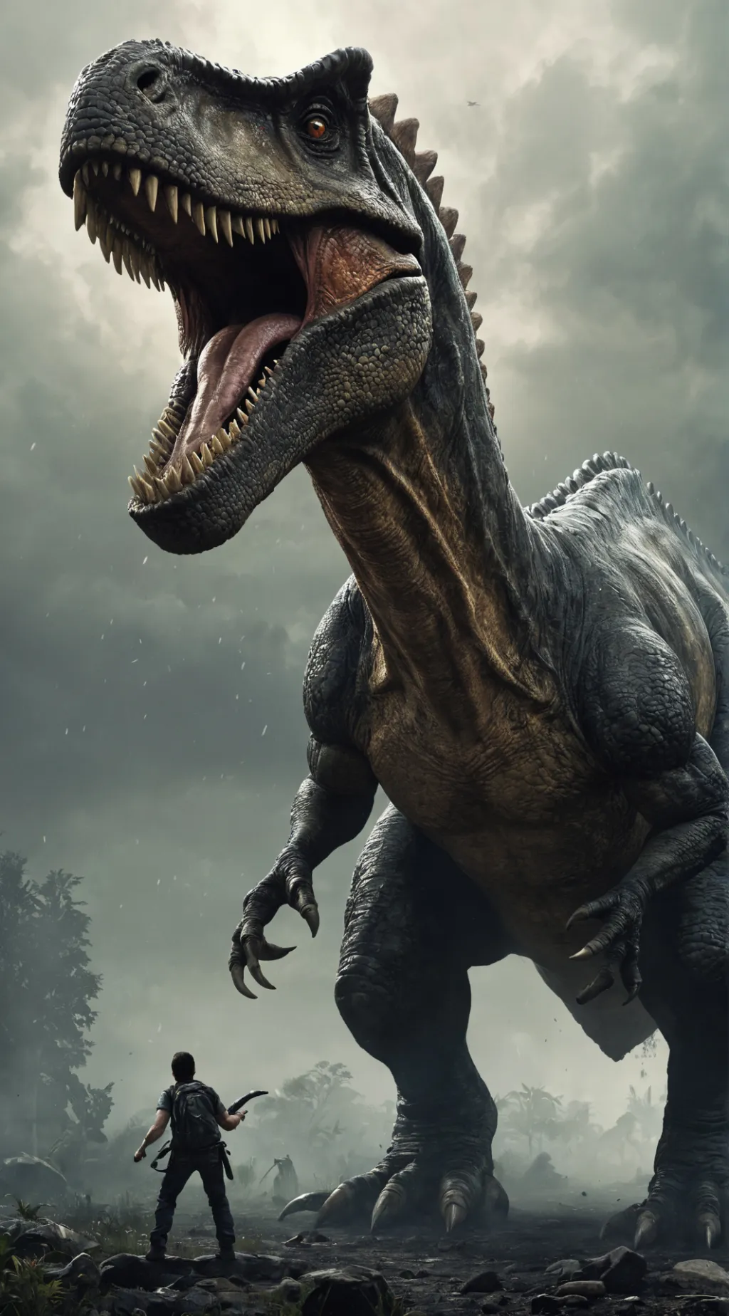 ai character: 🦖primal pursuit 💪 background