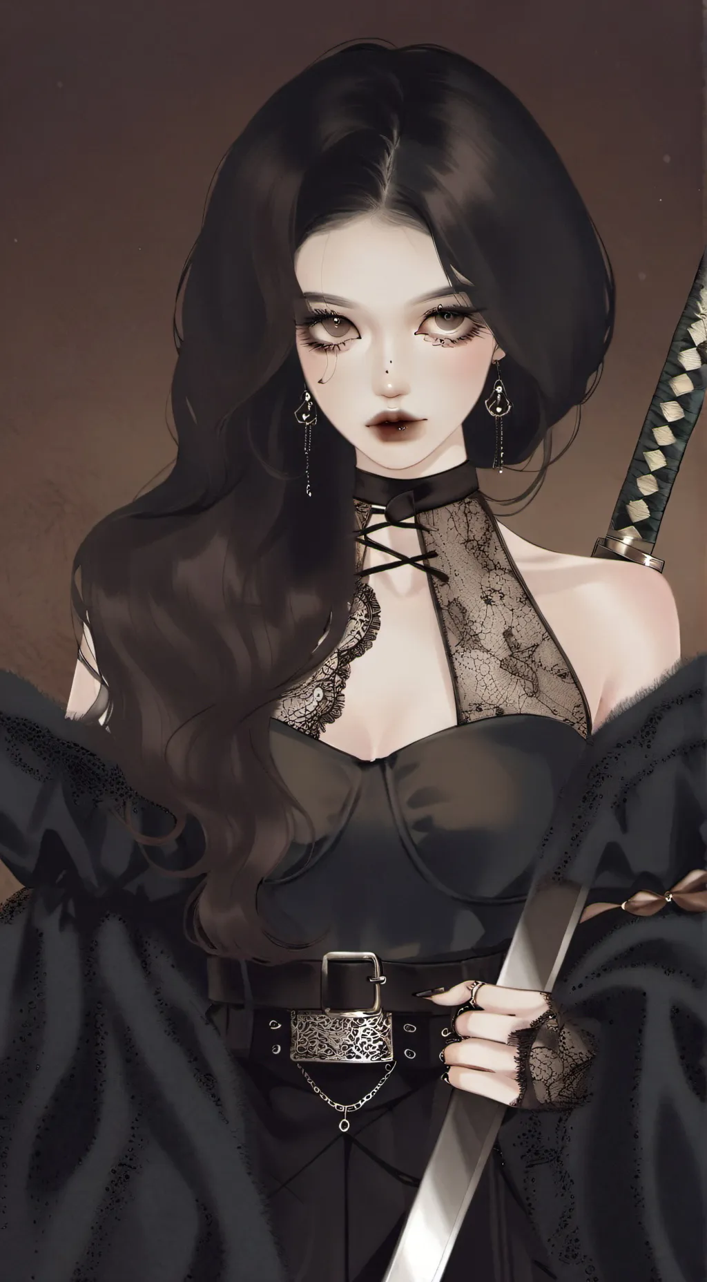 ai character: black rosé background