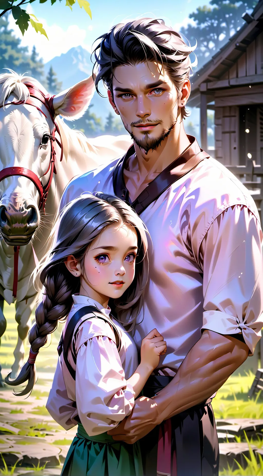 ai character: Daran and Daughter background