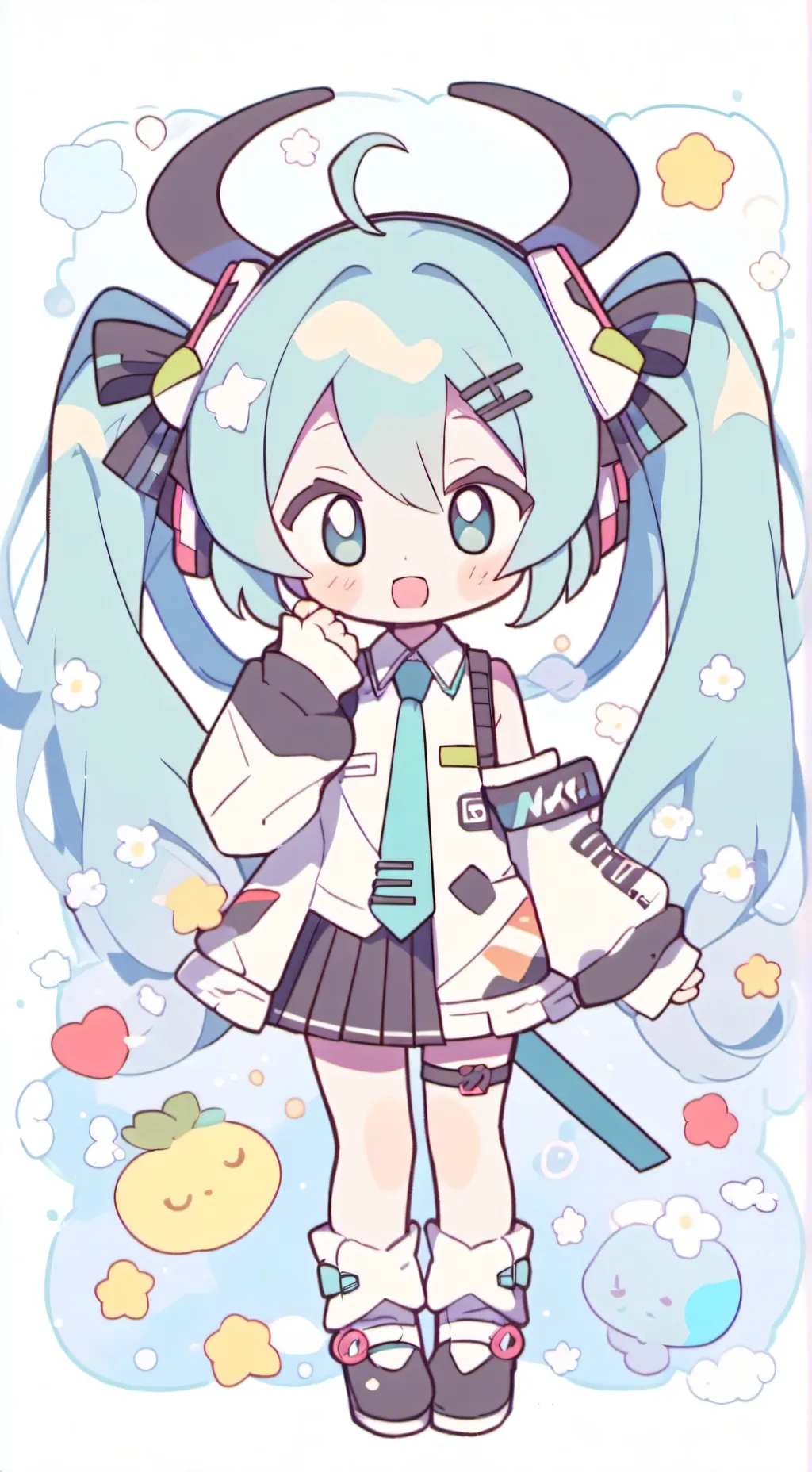 ai character: chibi Hatsune miku background