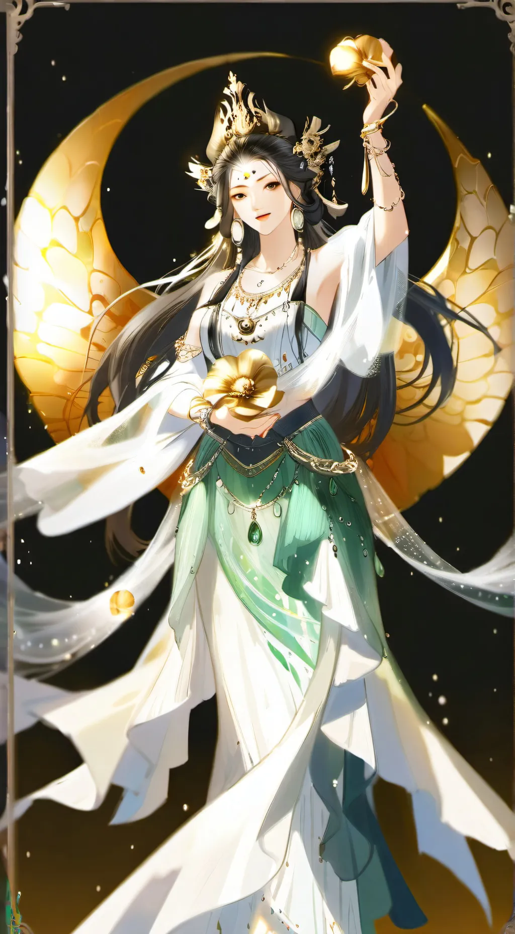 ai character: voda goddess water background