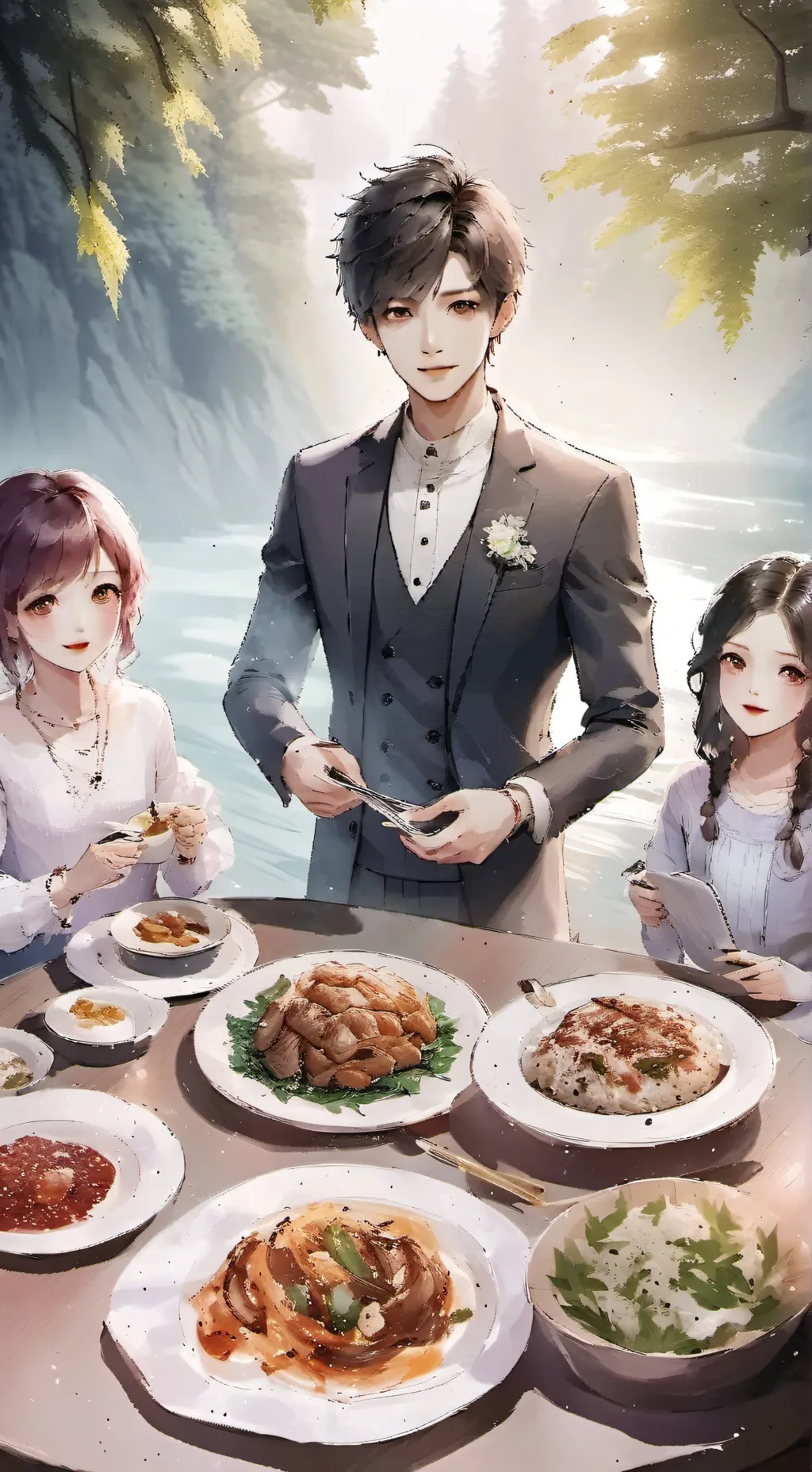 ai character: Family dinner background