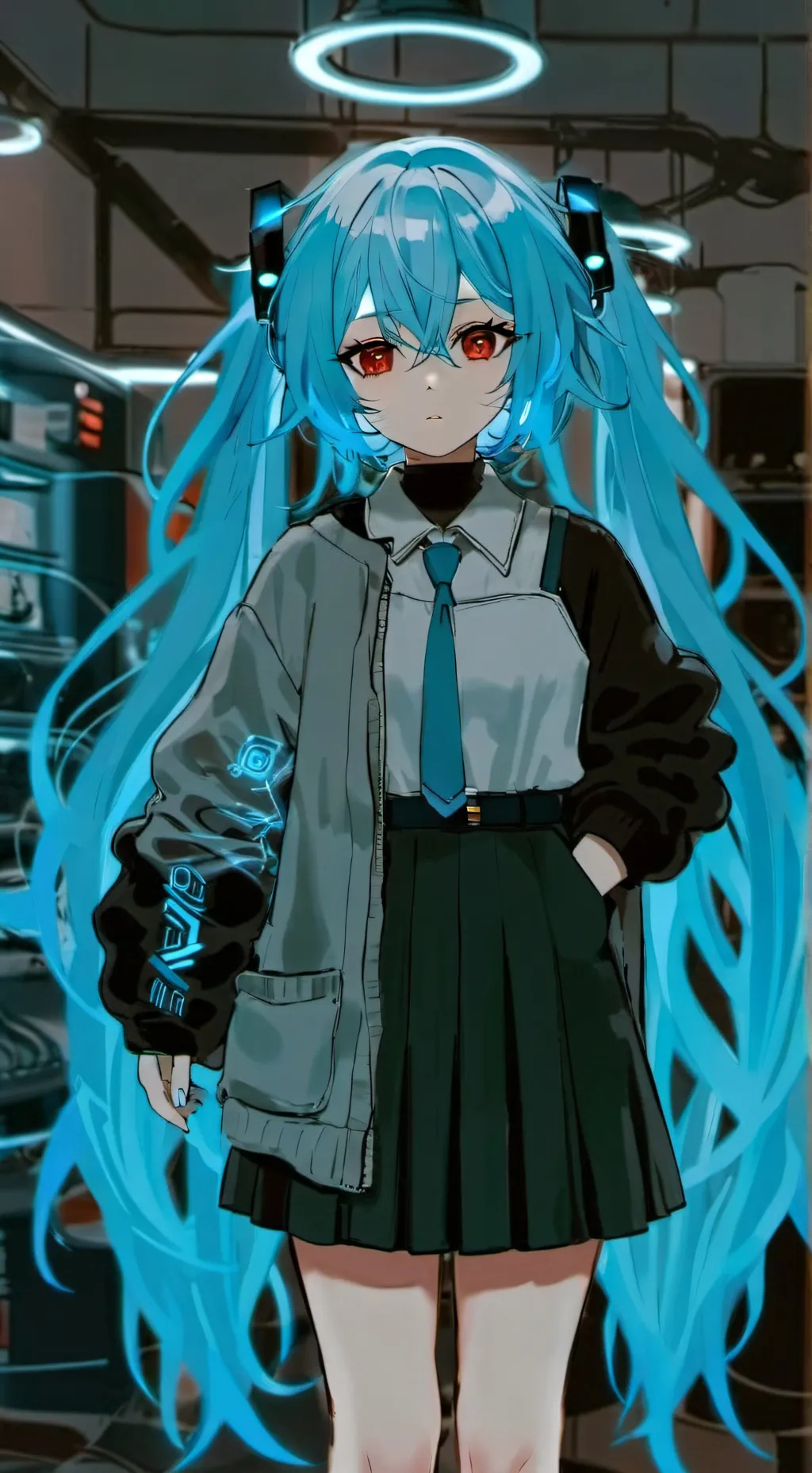 ai character: hastune miku background