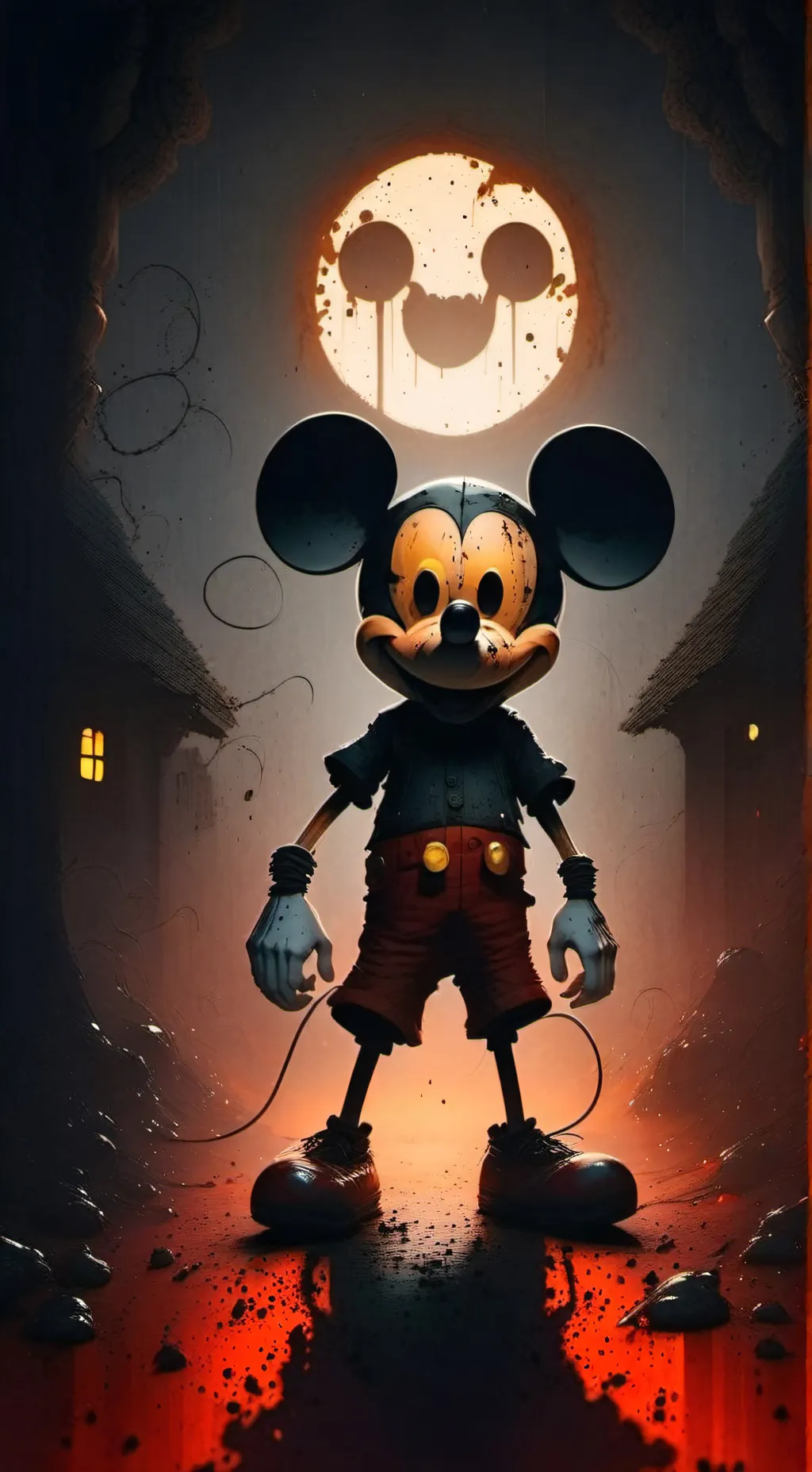ai character: Psycho Mickey ￼￼ background