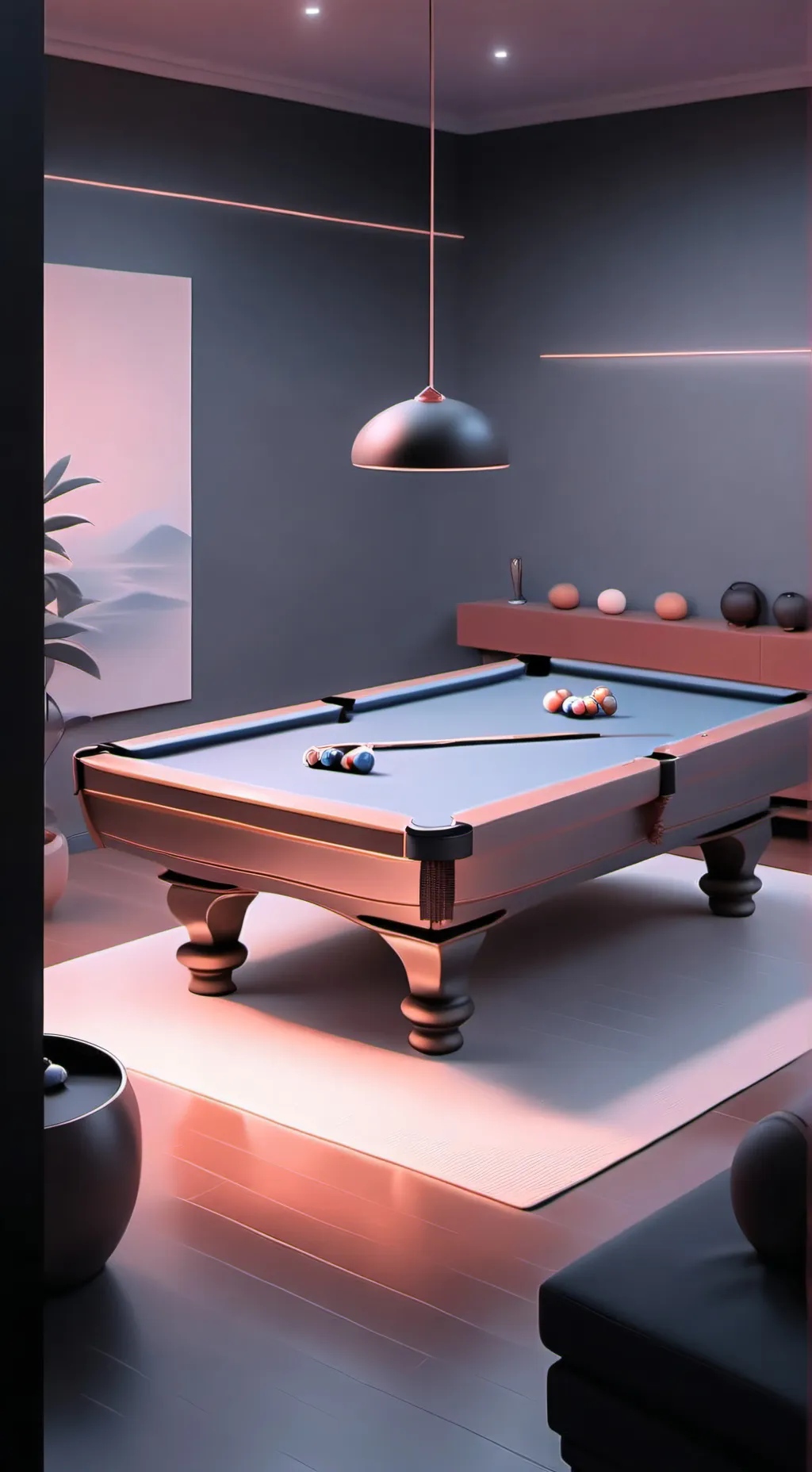 ai character: pool rooms  background