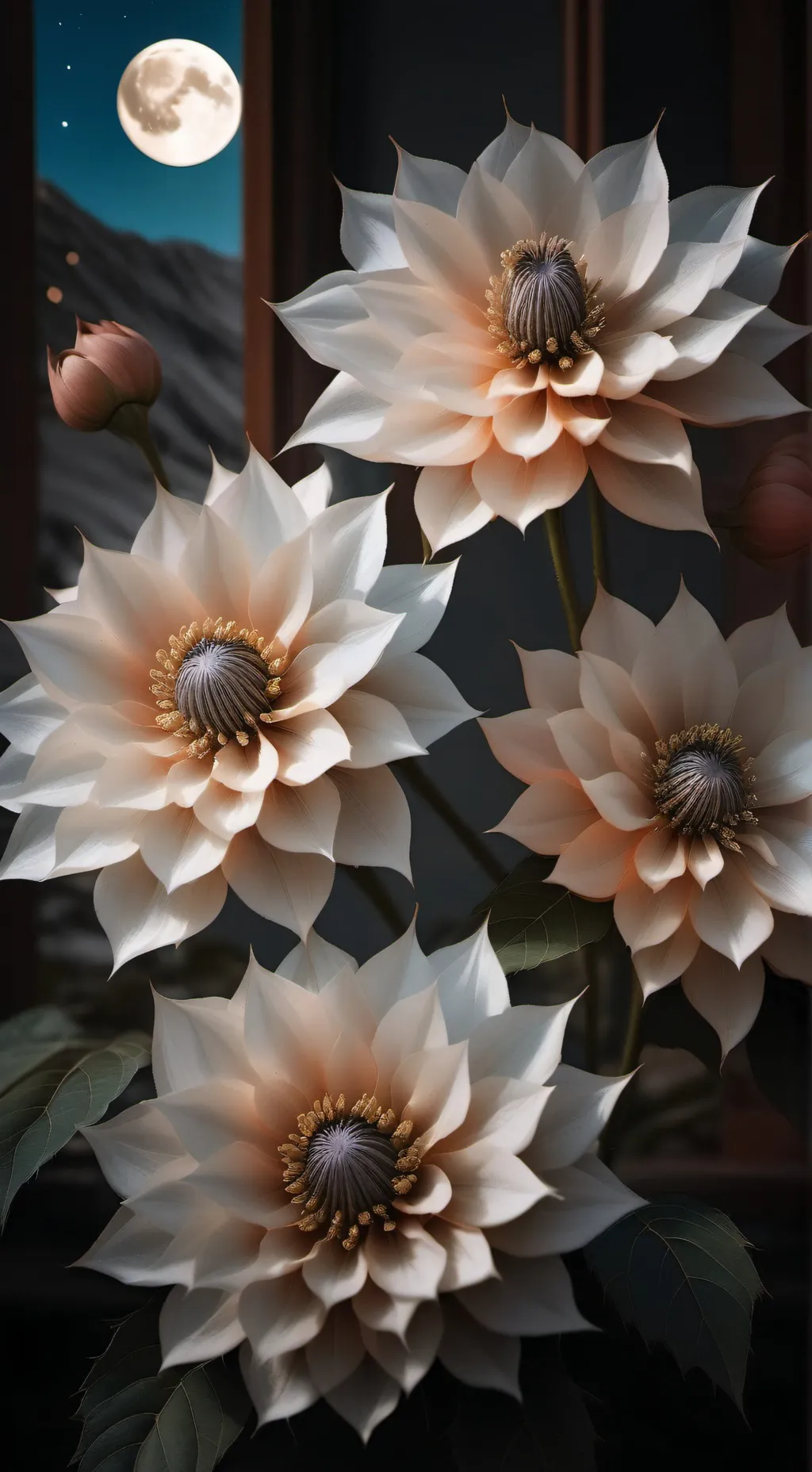 ai character: Moonflower  background