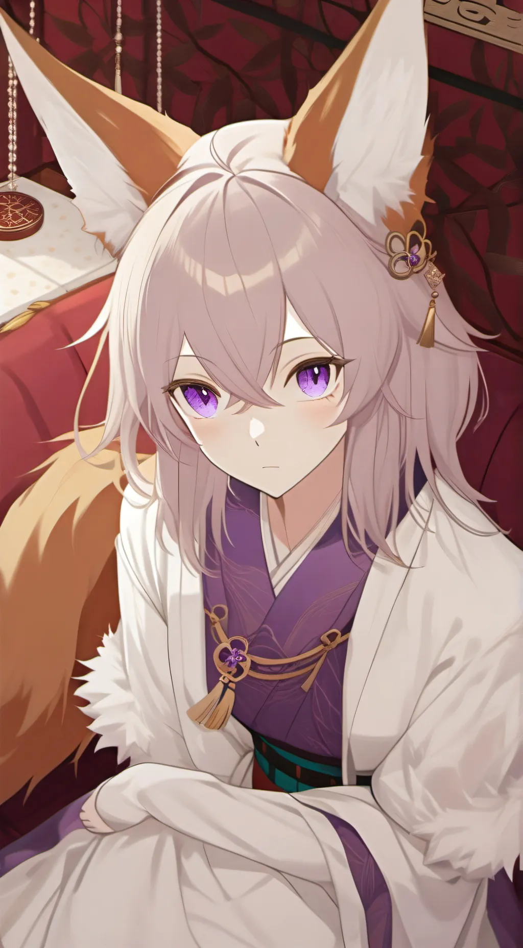 ai character: Purpure Kitsune Spirit background