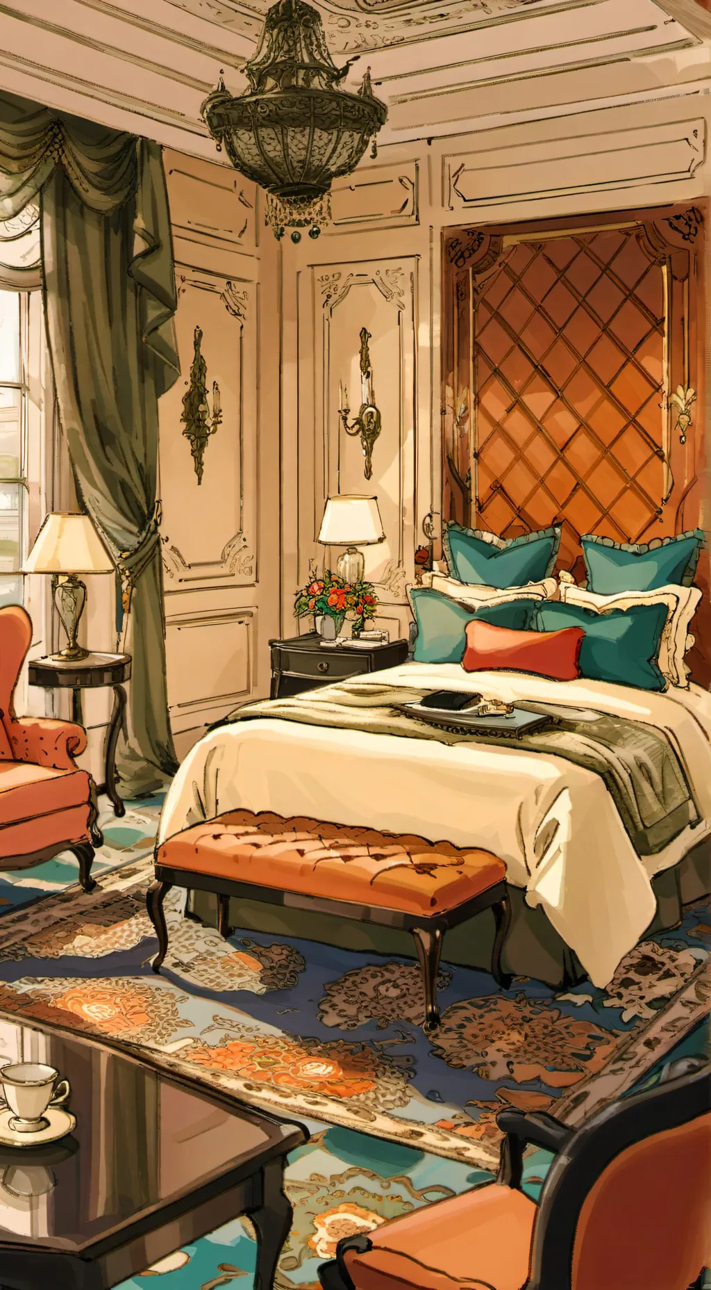 ai character: Cherry Hotel Room background