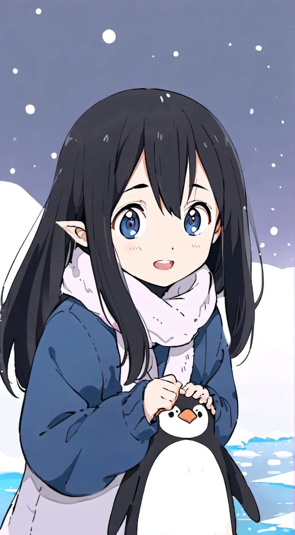 ai character: Penguin Girl Furry background