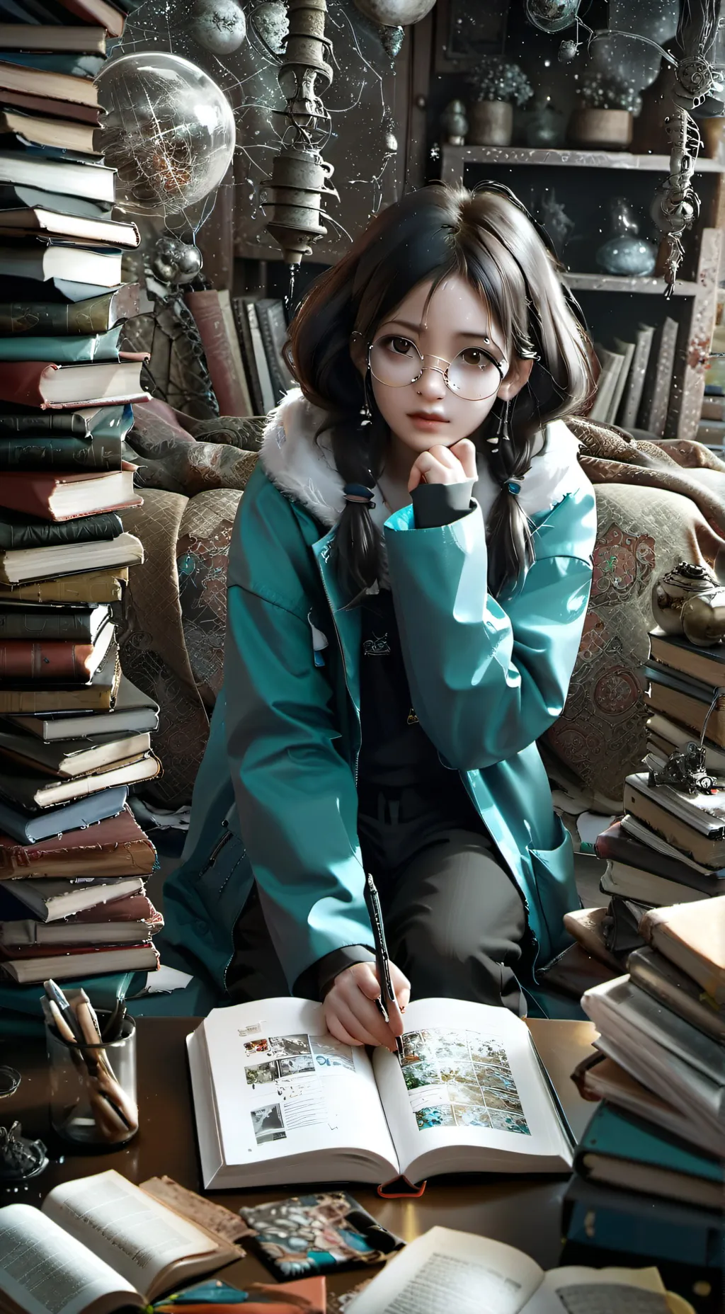 ai character: ur nerdy sister background