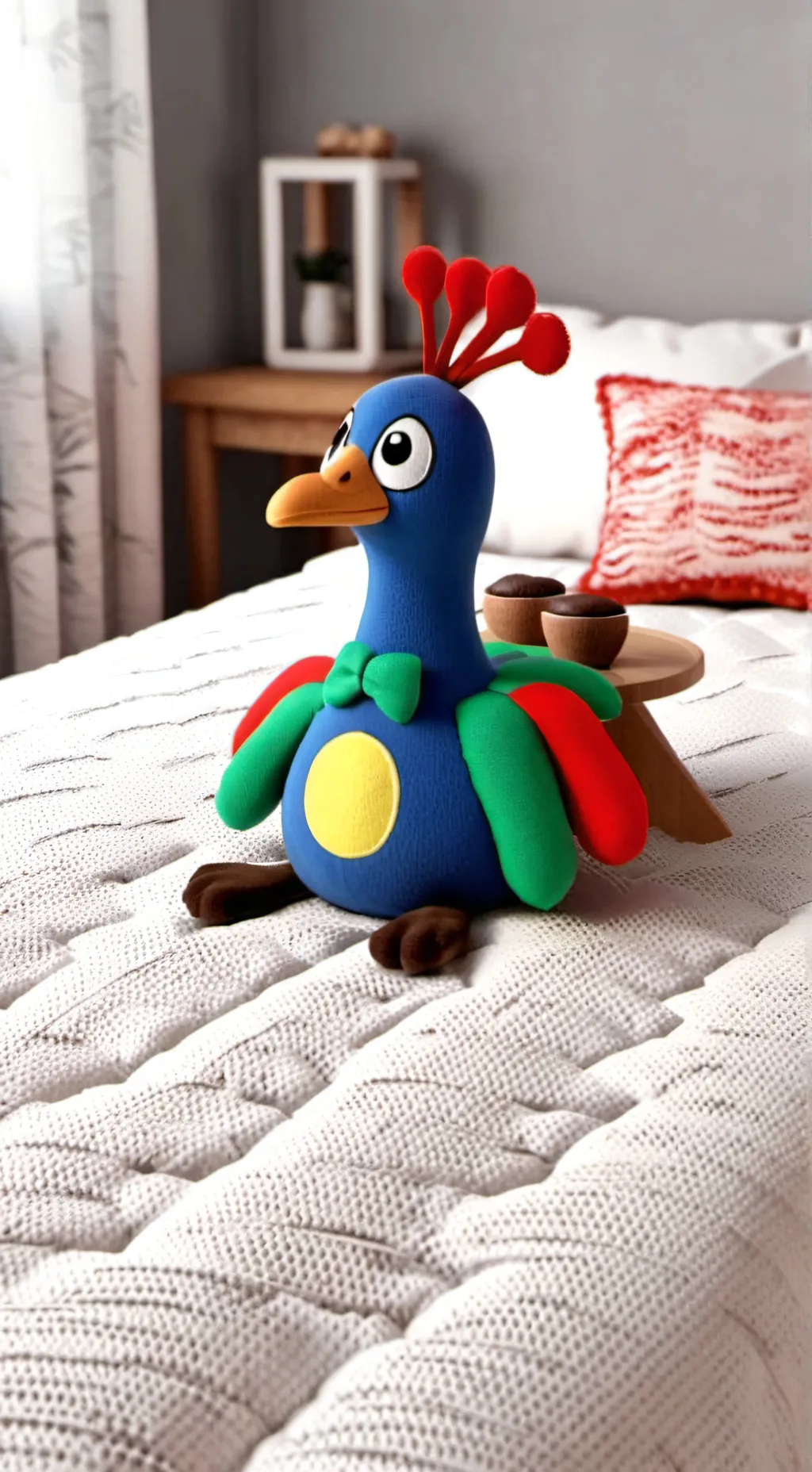 ai character: Peacock plush background
