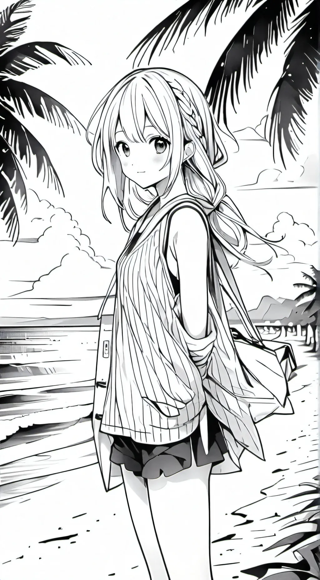 ai character: dw x The Beach! background