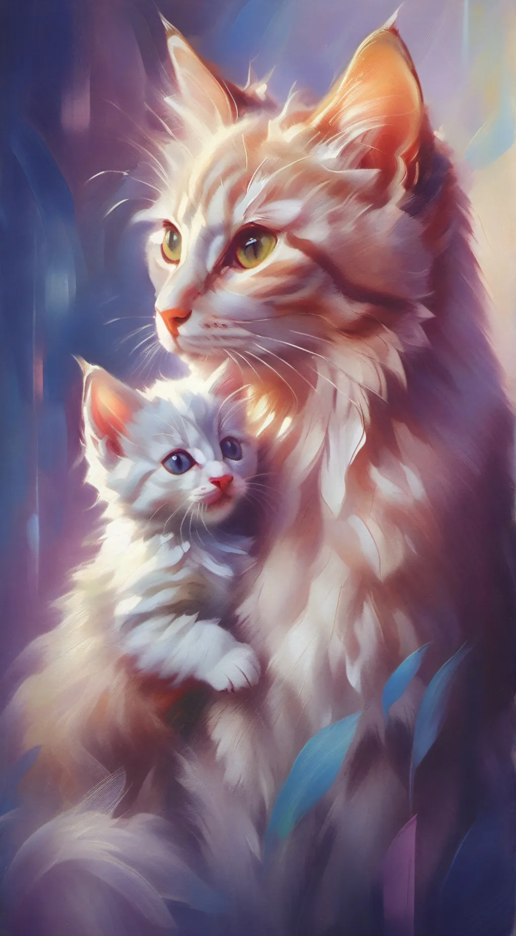 ai character: kitten and Mama background