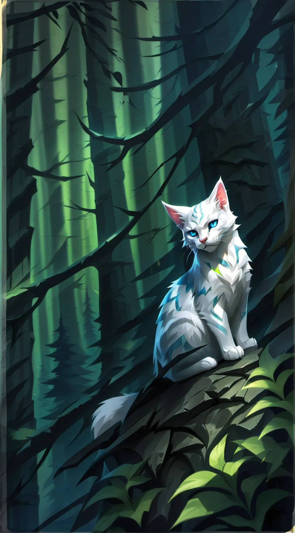 ai character: Forest cat  background