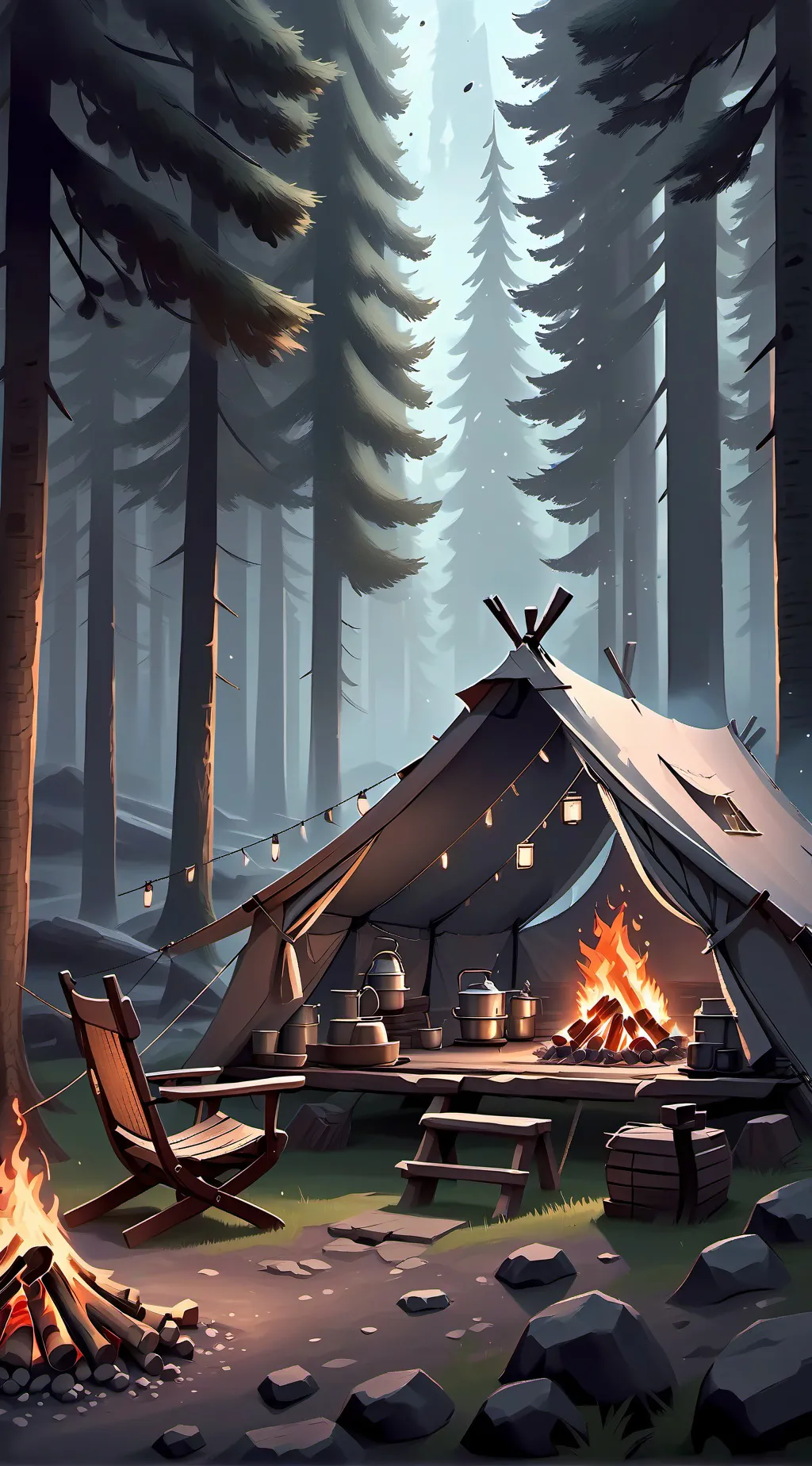 ai character: FPE camping day background