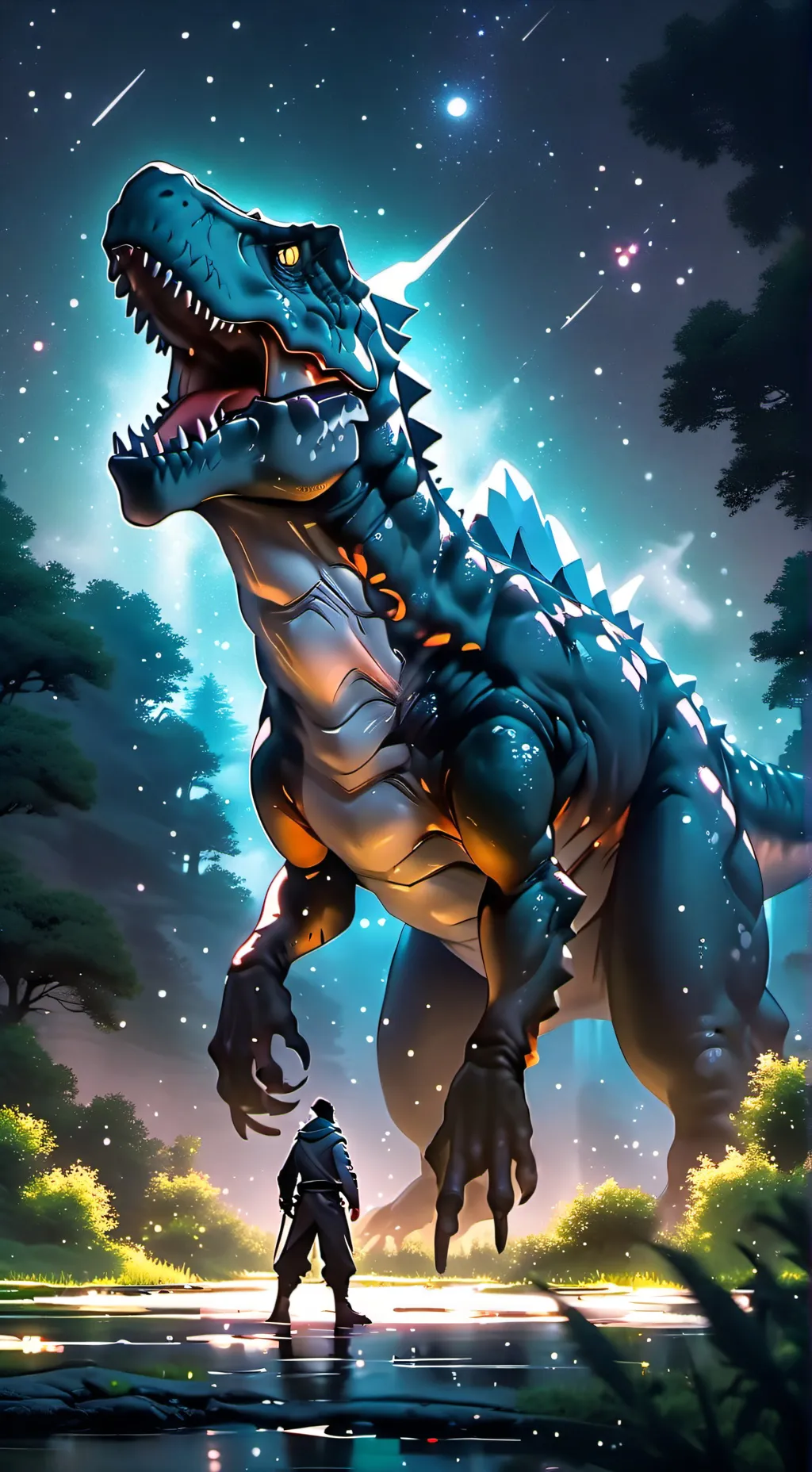 ai character: rosting dino 🔥🔥🔥 background