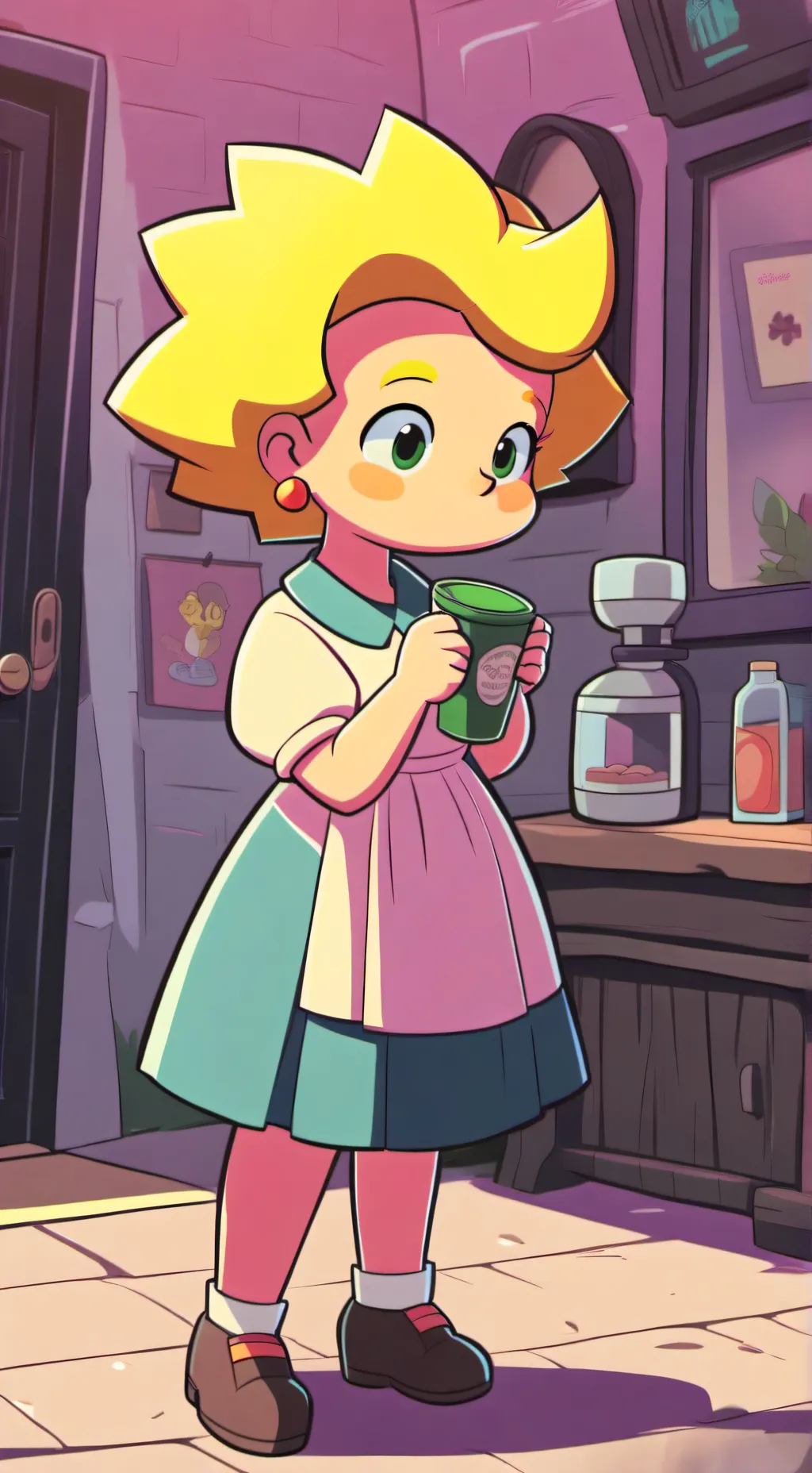 ai character: Maggie simpson  background