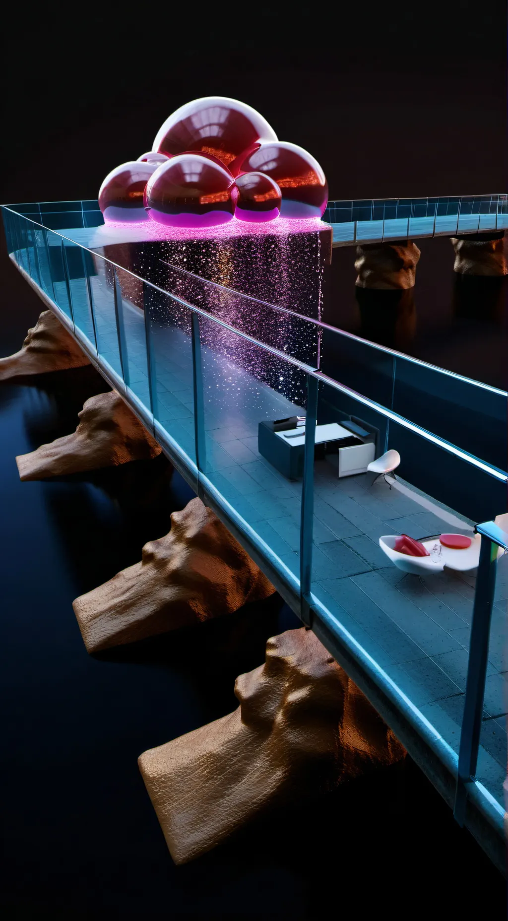 ai character: glass bridge  background