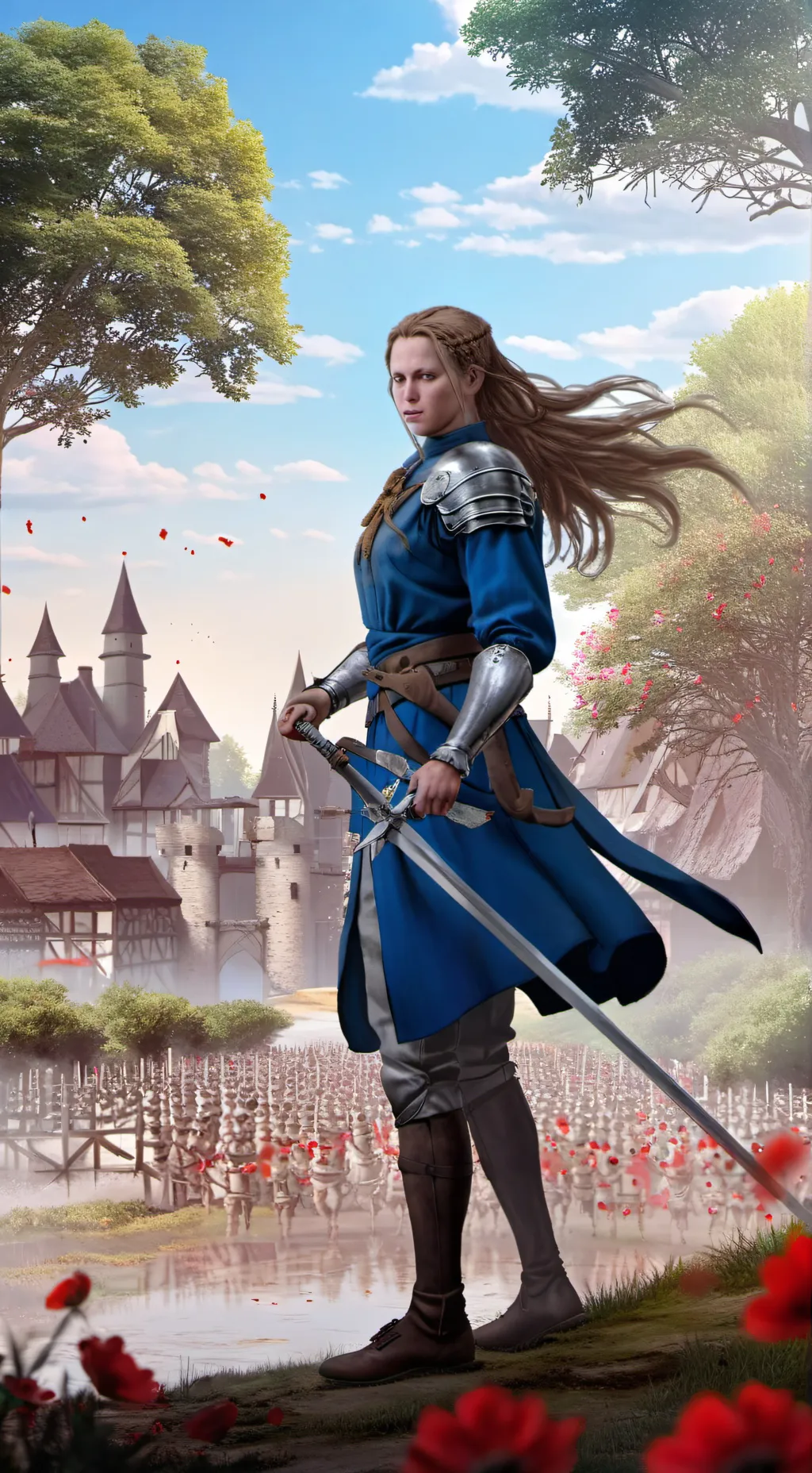 ai character: Jeanne d'Arc  background