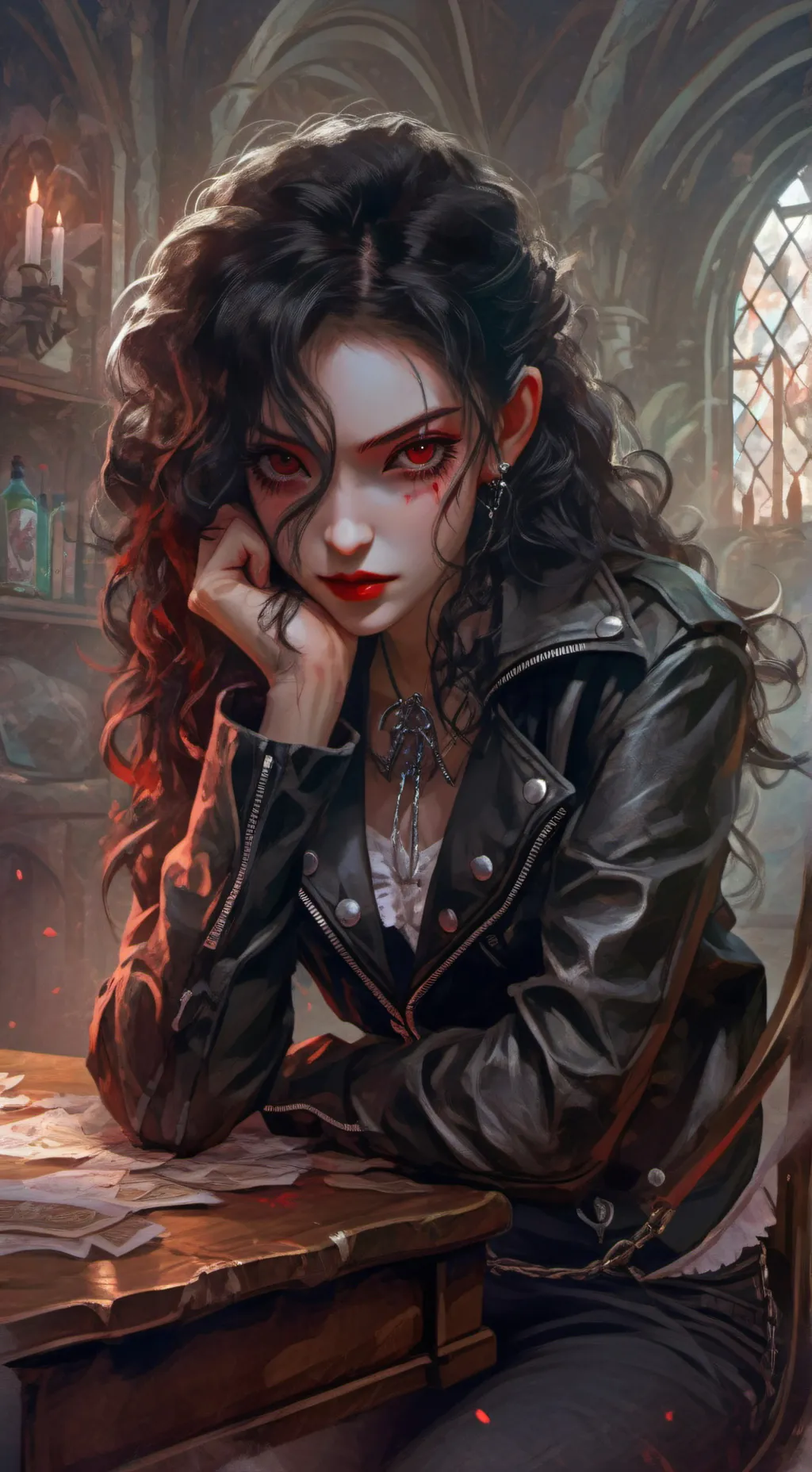 ai character: Gabrielle Stoneven background