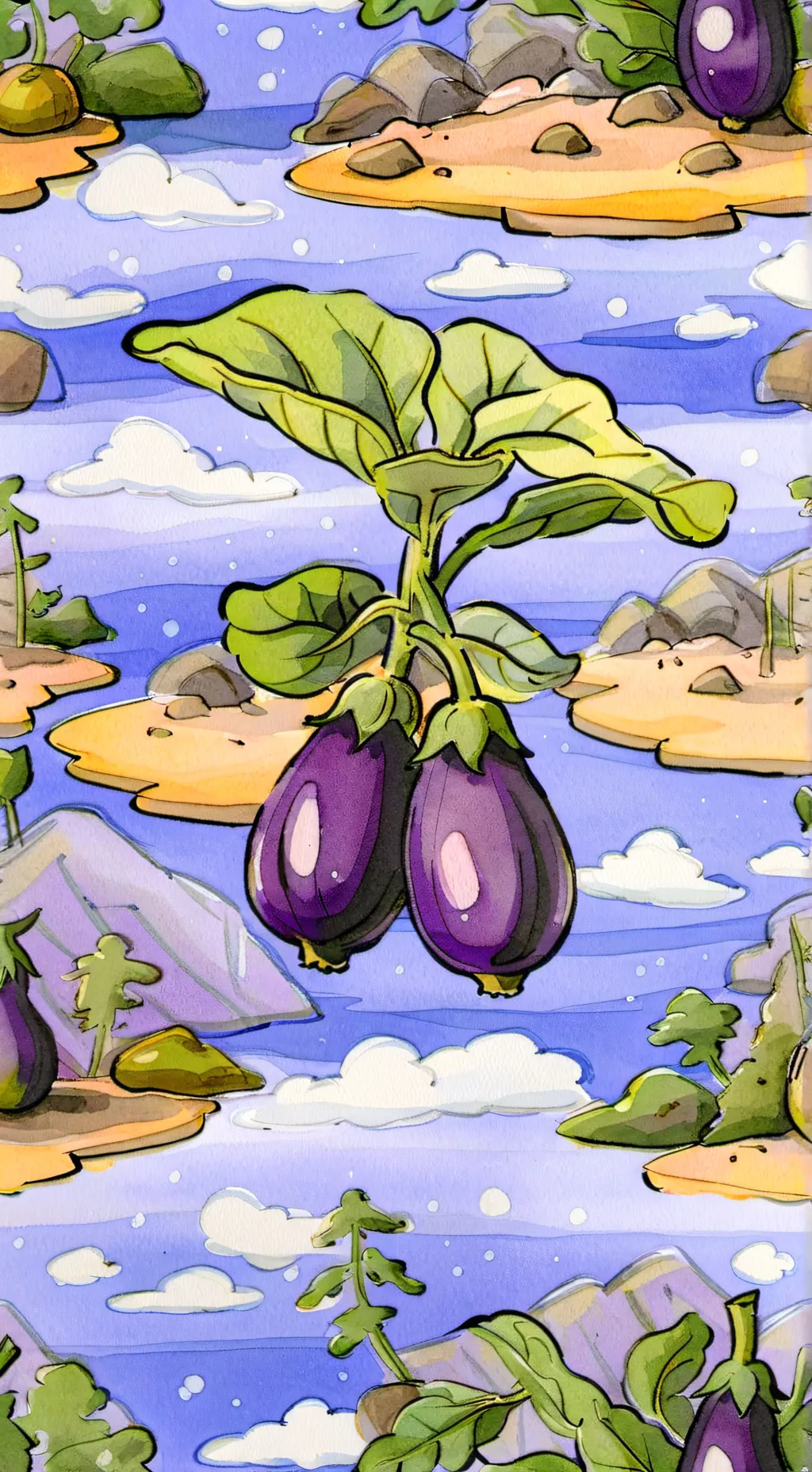 ai character: Eggplant  background