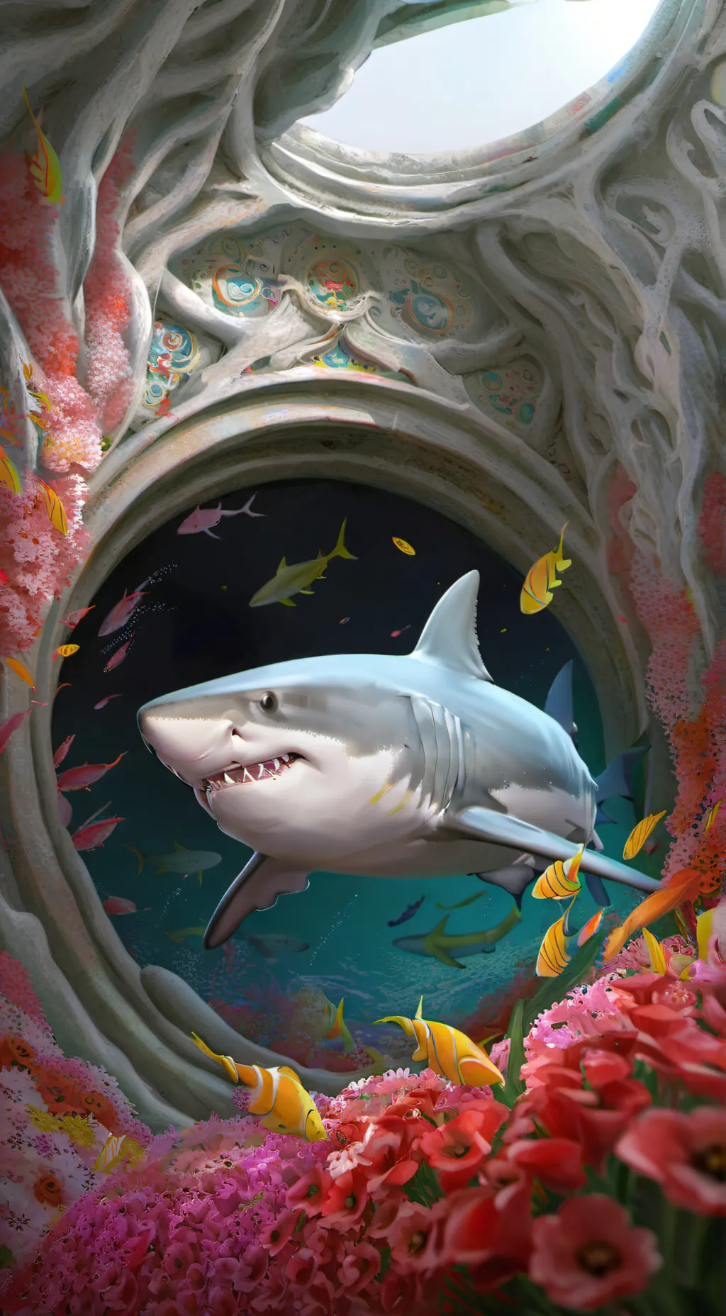 ai character: Shark 🦈  background