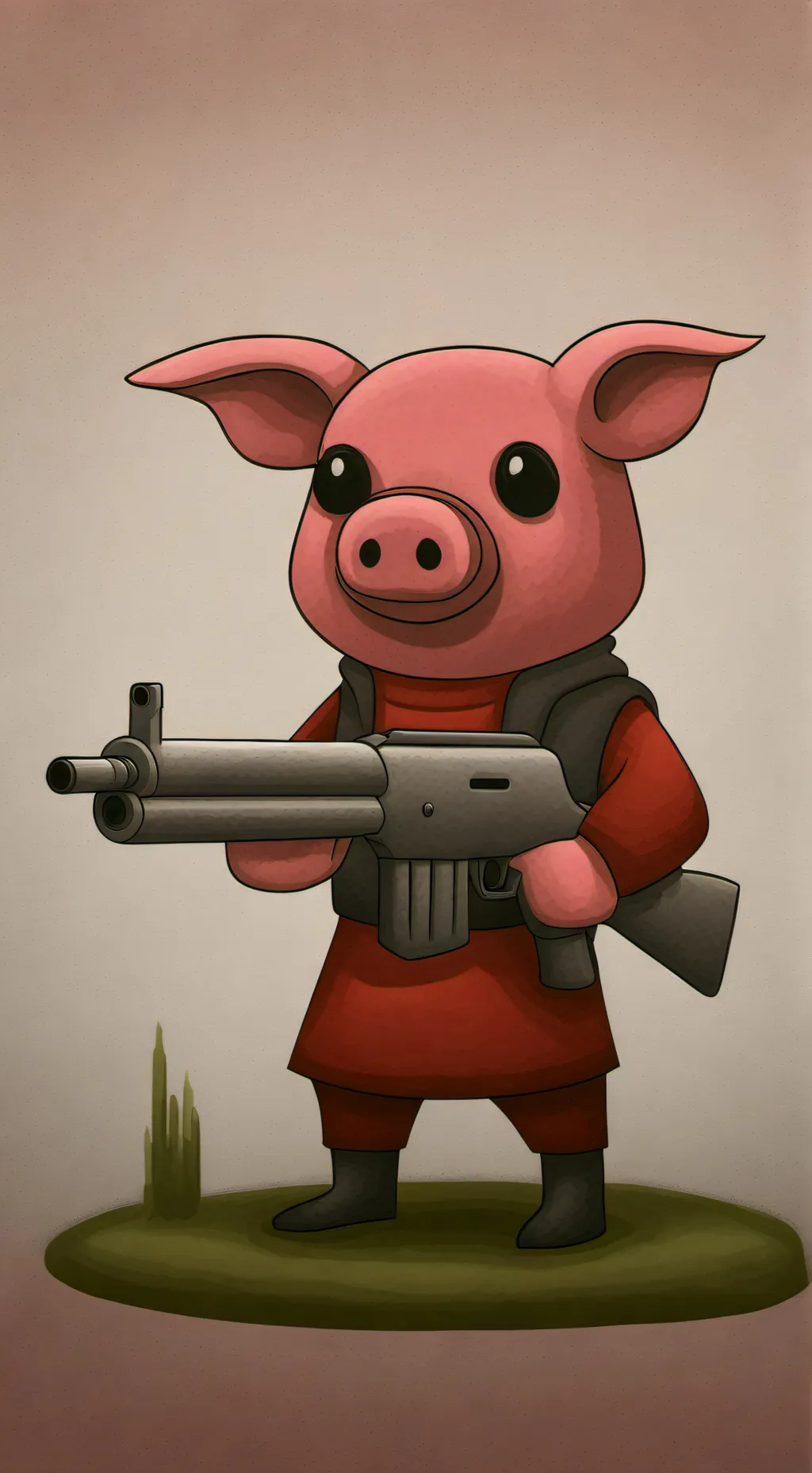 ai character: piggy with a gun background