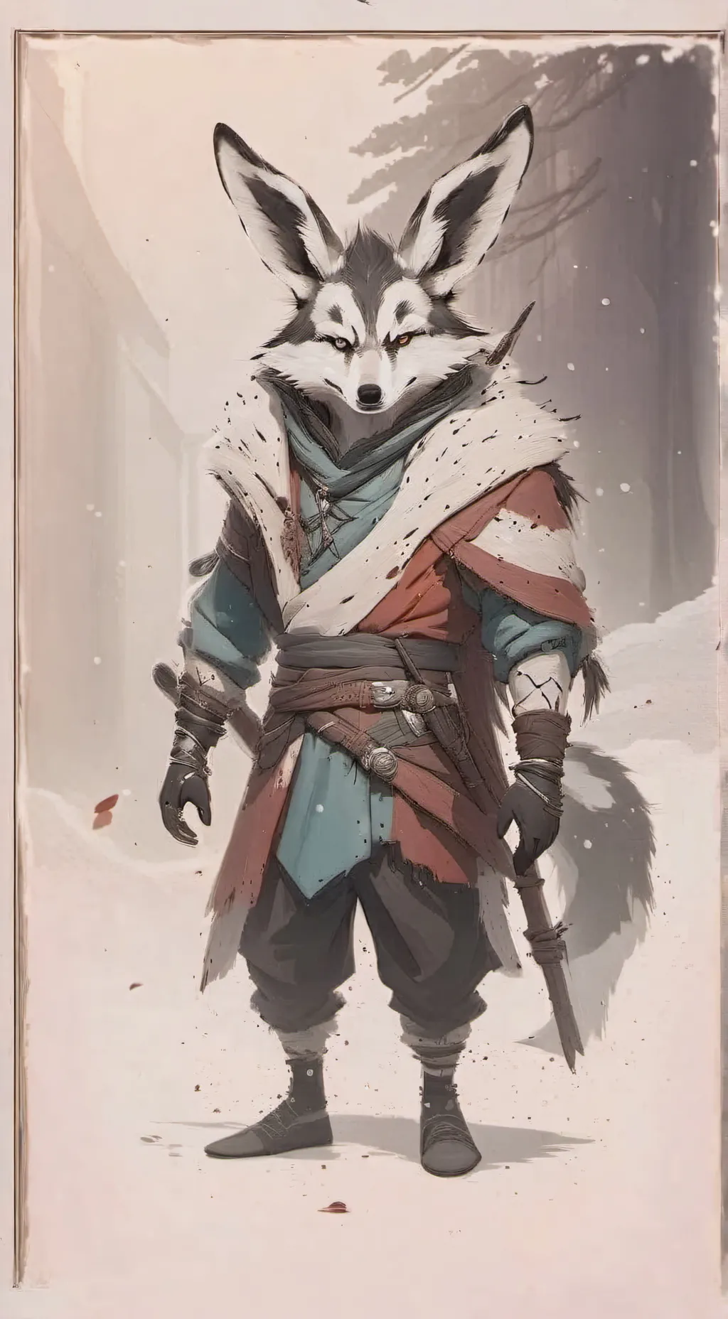 ai character: furry human hunter background