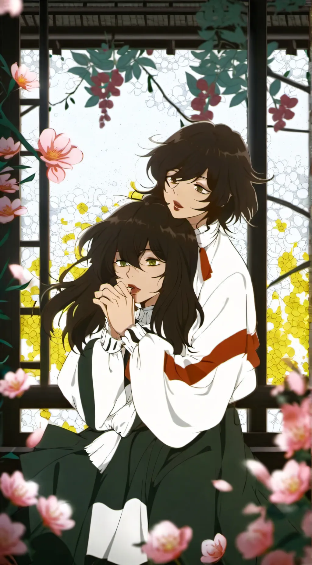 ai character: Mia and Maya  background