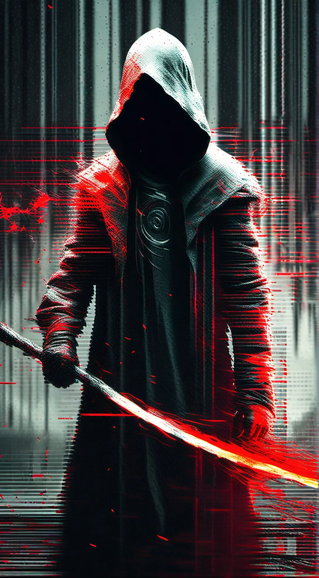 ai character: glitch assassin  background