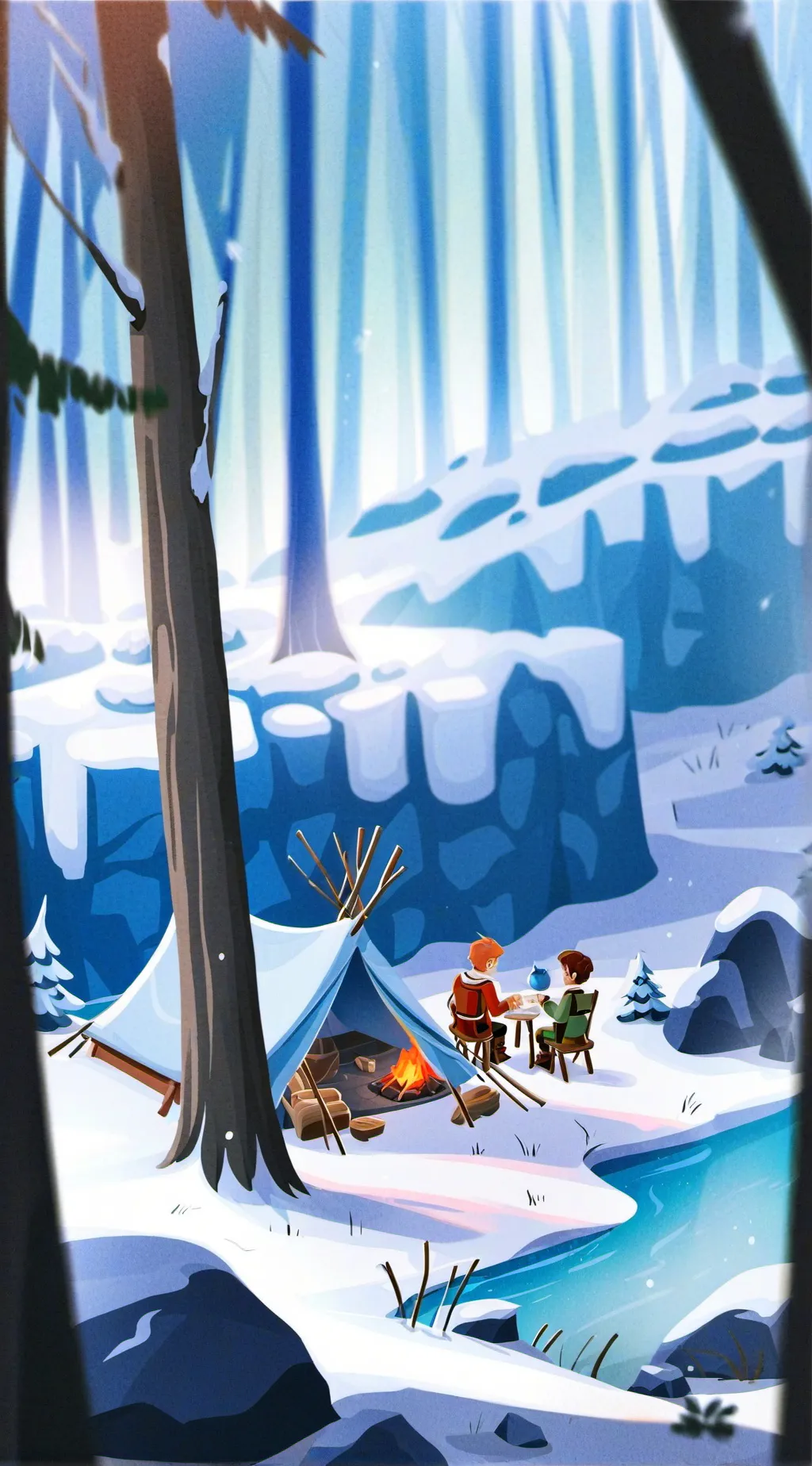 ai character: camping  background