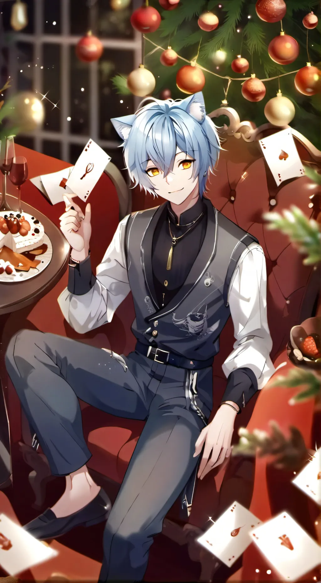 ai character: cat  boy background