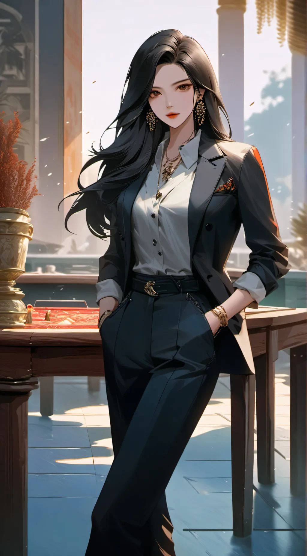 ai character: Lucia Romana  background