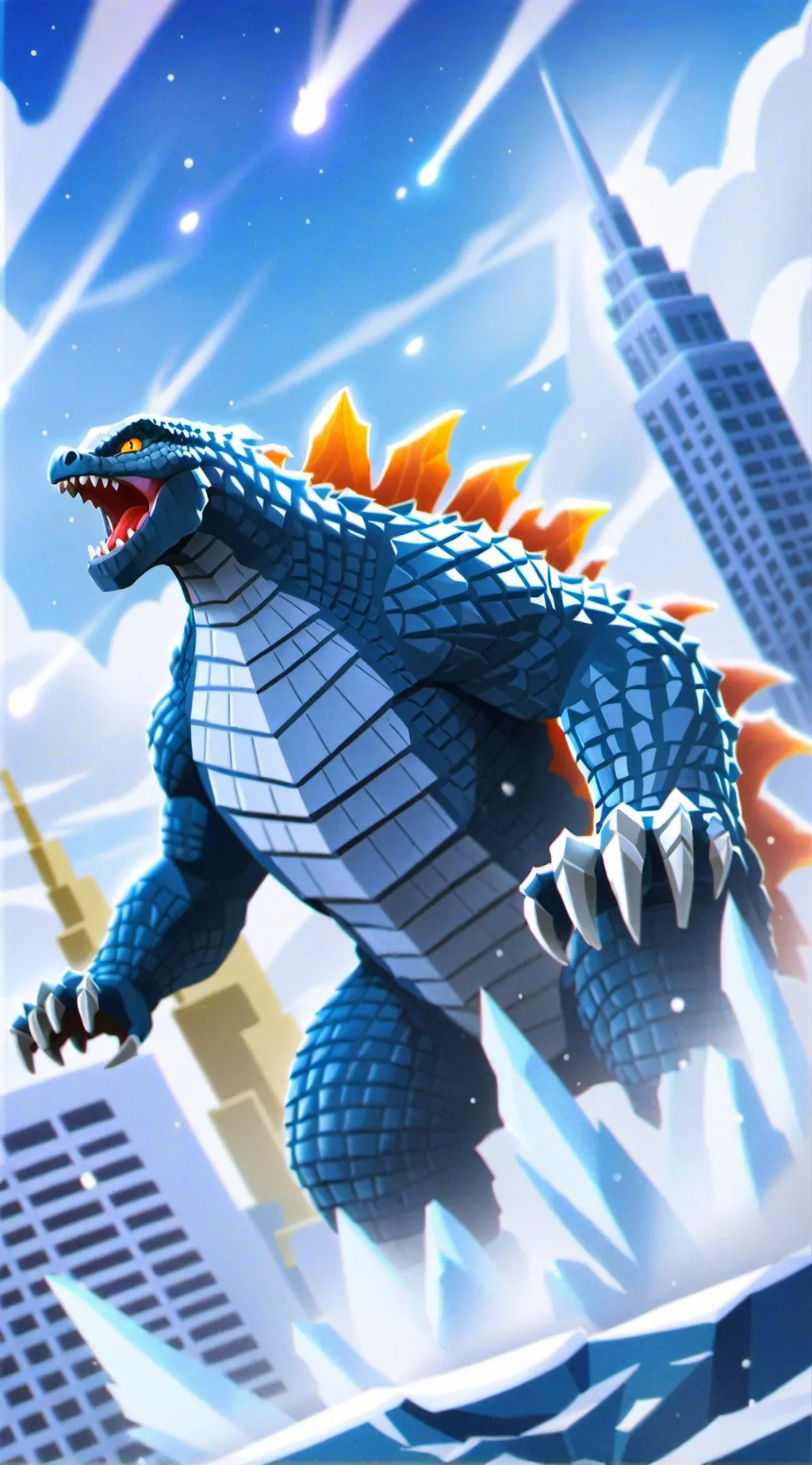 ai character: Godzilla  background