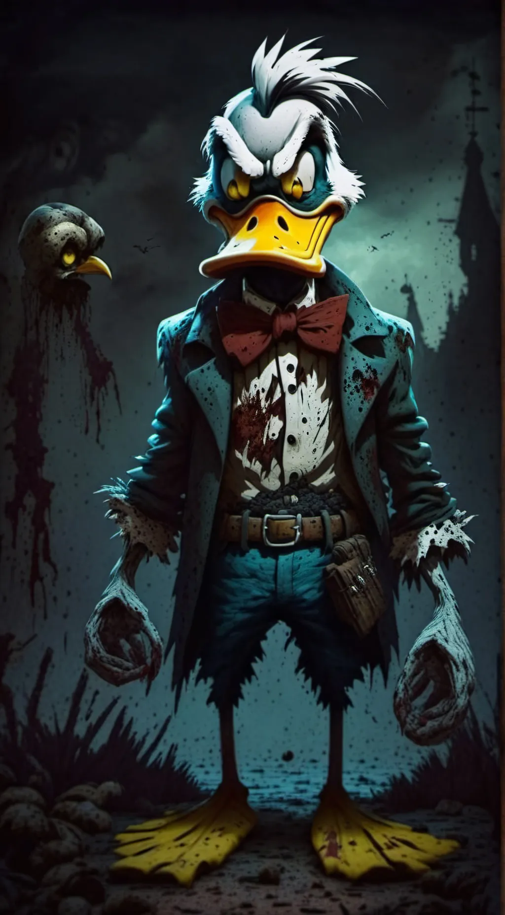 ai character: Horror Donald Duck background