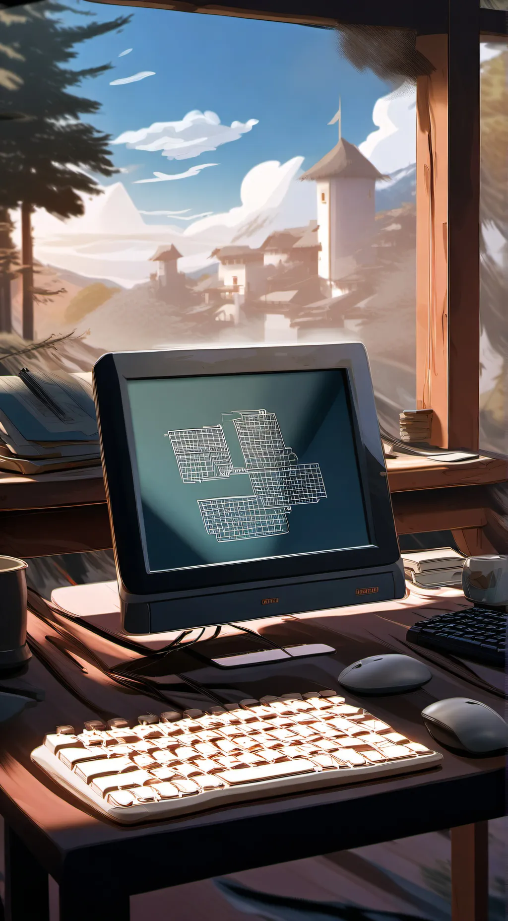 ai character: Typewriter lesson  background