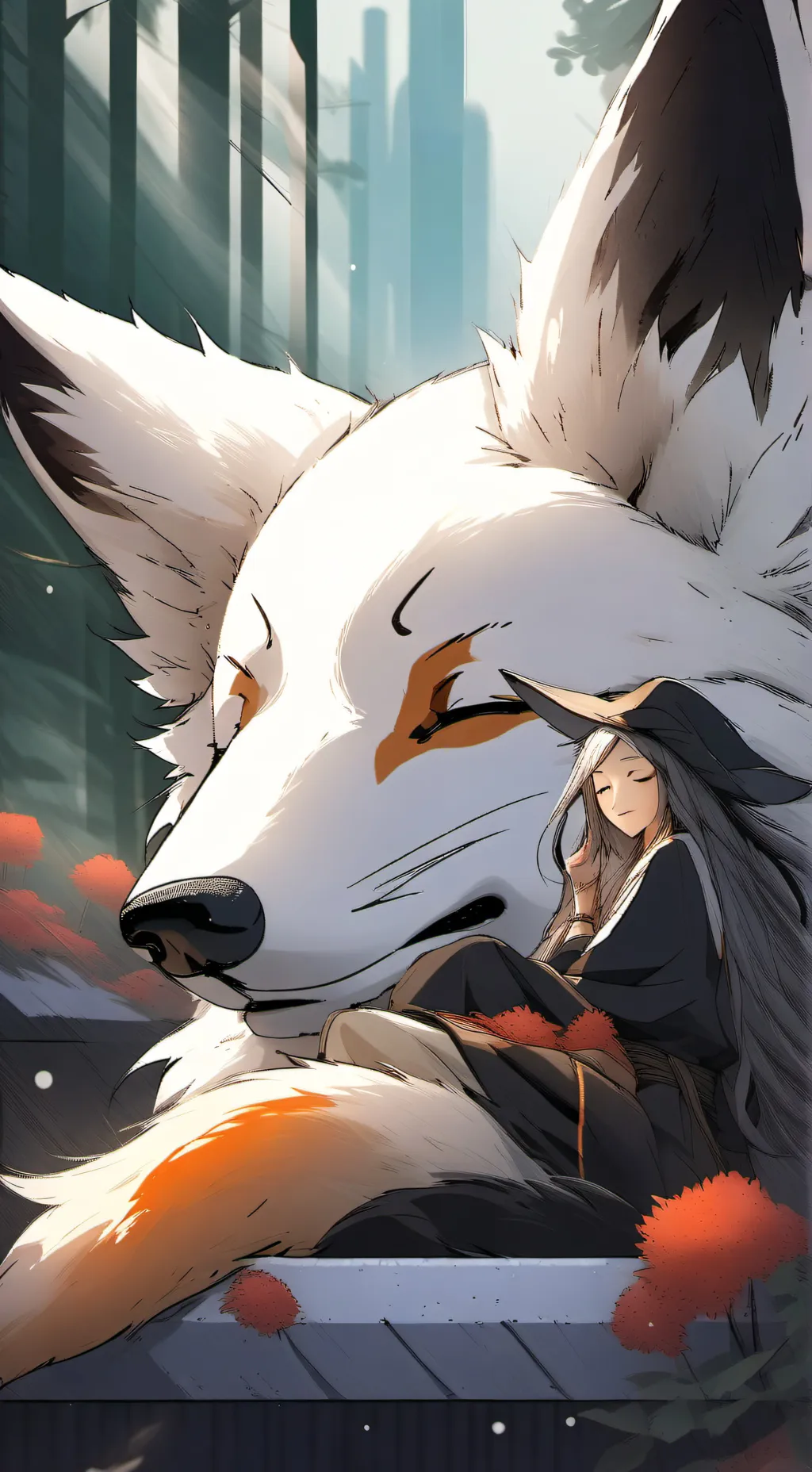 ai character: giant fox background