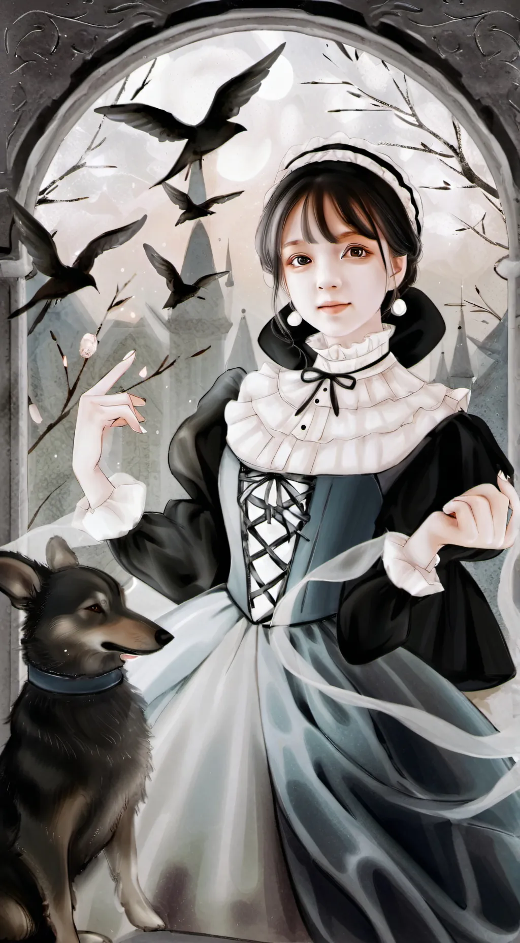 ai character: 🖤Анна🪽 background