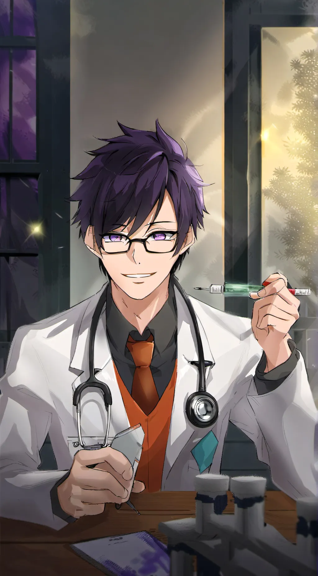 ai character: Dr. Warren River background