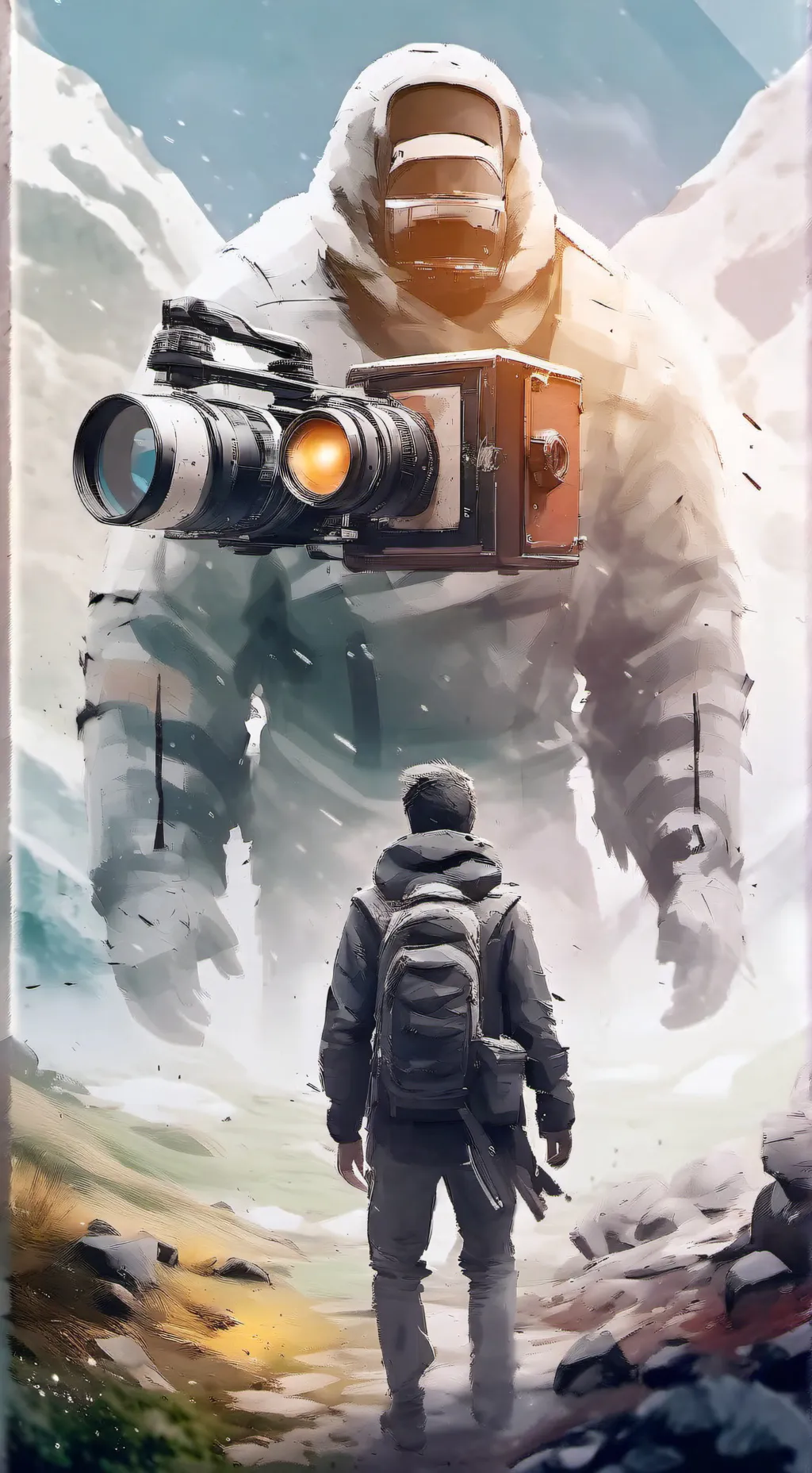 ai character: Titan cameraman background