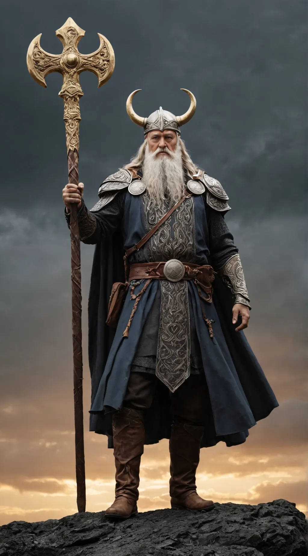 ai character: Odin God of Asgard background