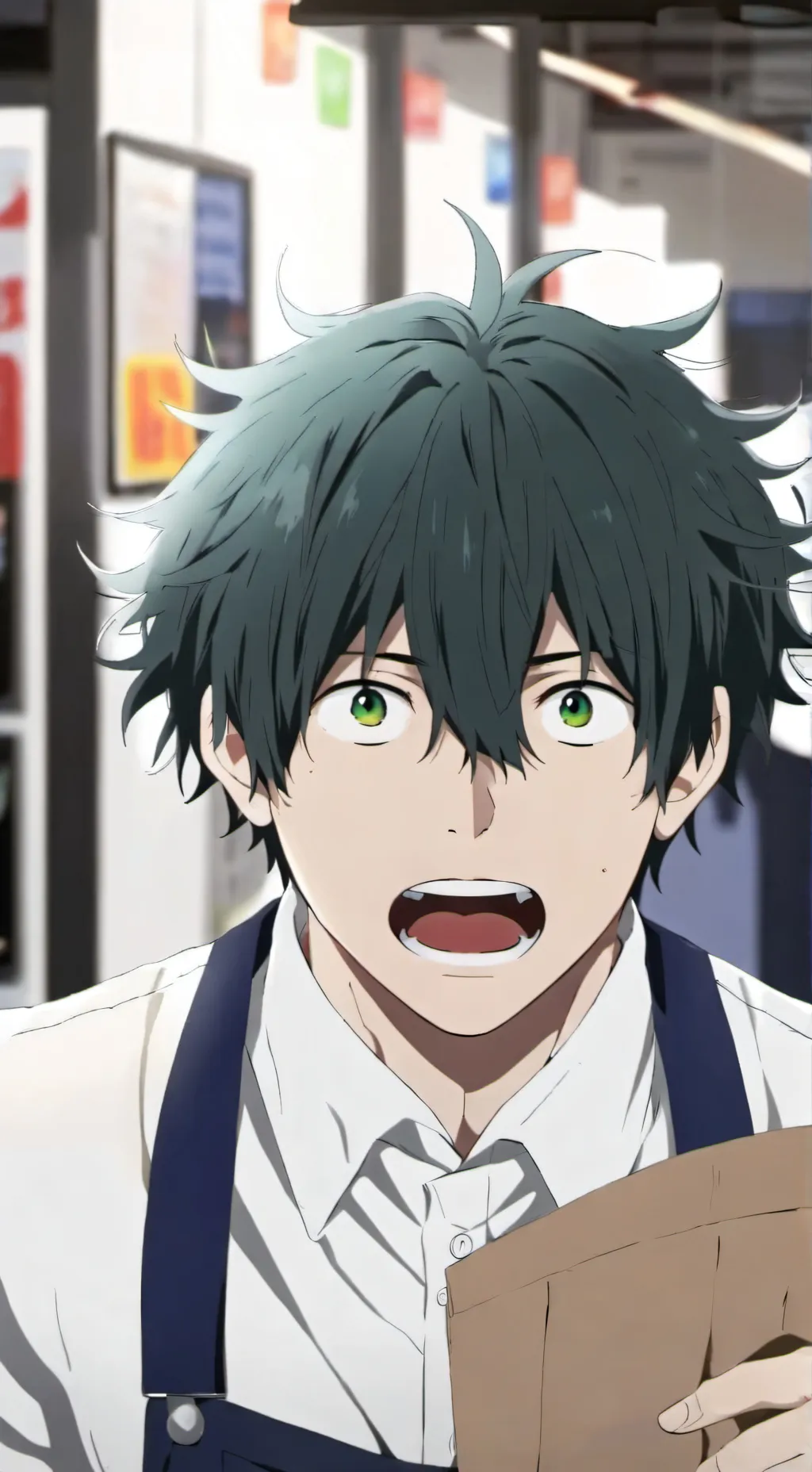 ai character: Deku snaps mha background