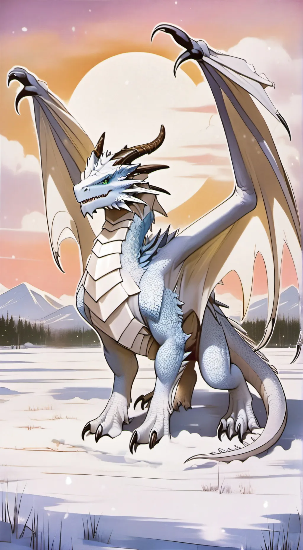 ai character: Snow dragon  background