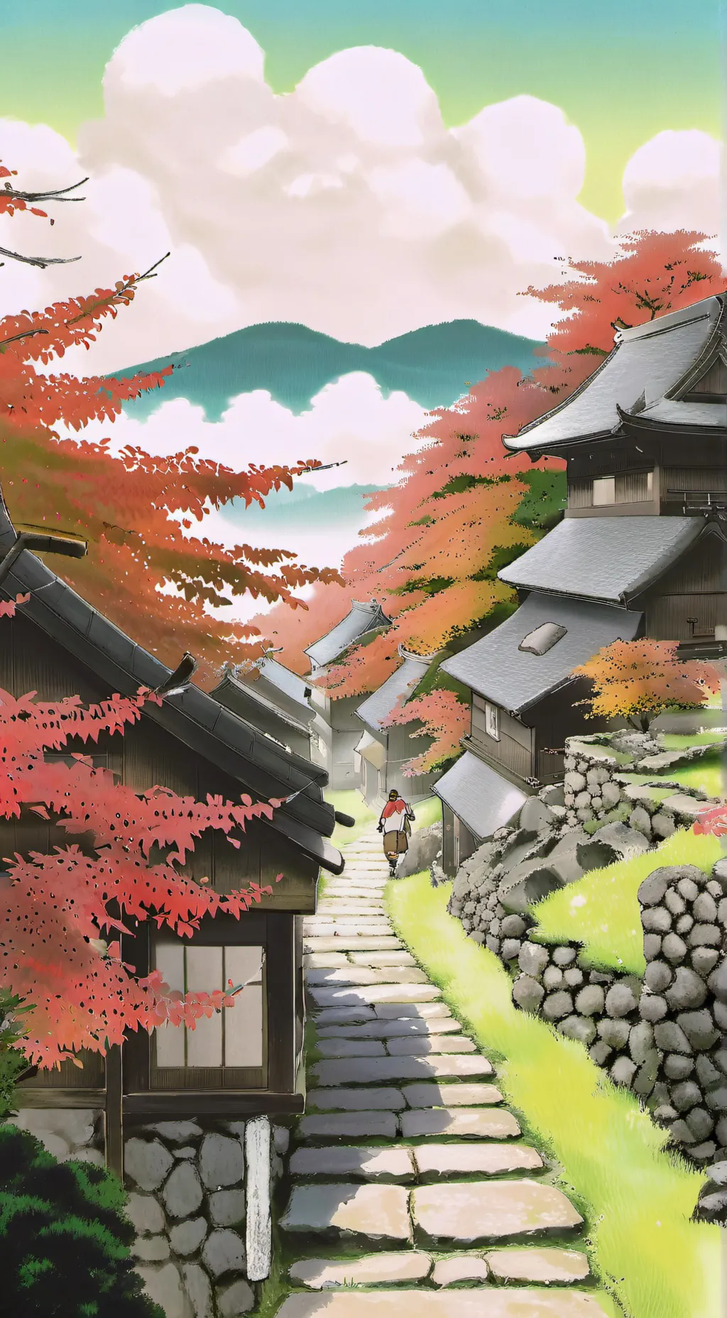 ai character: Japanese Village🌺 background