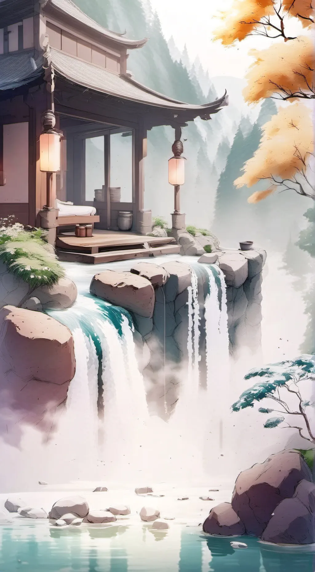 ai character: Mha hotsprings background