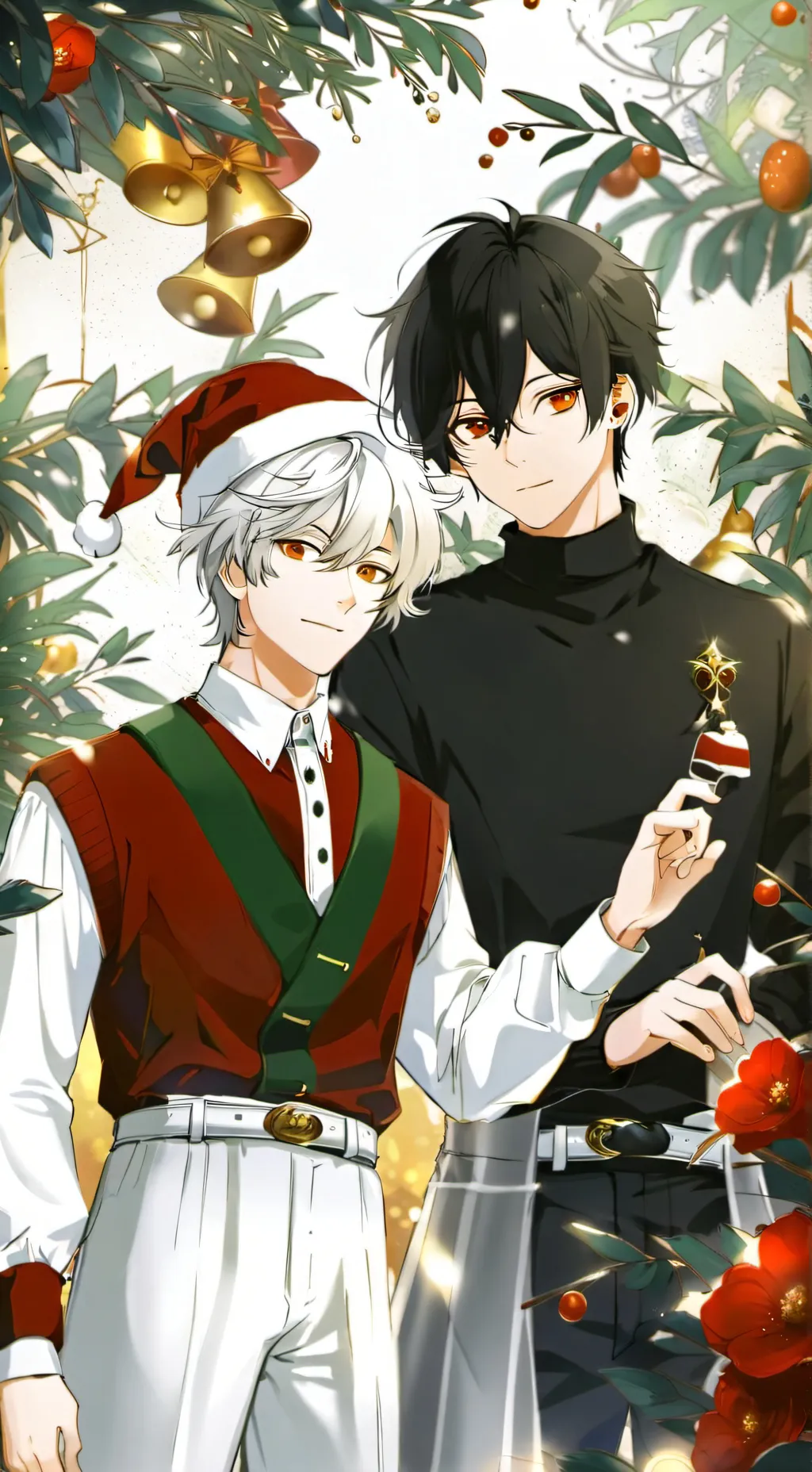 ai character: Santa and Krampus background