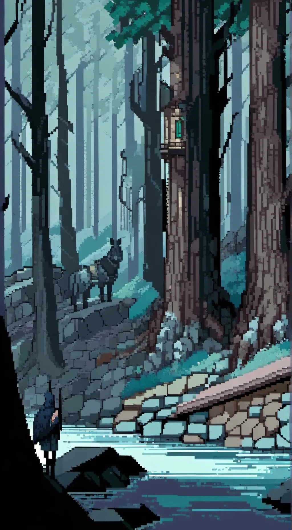 ai character: sprunki en el bosq background