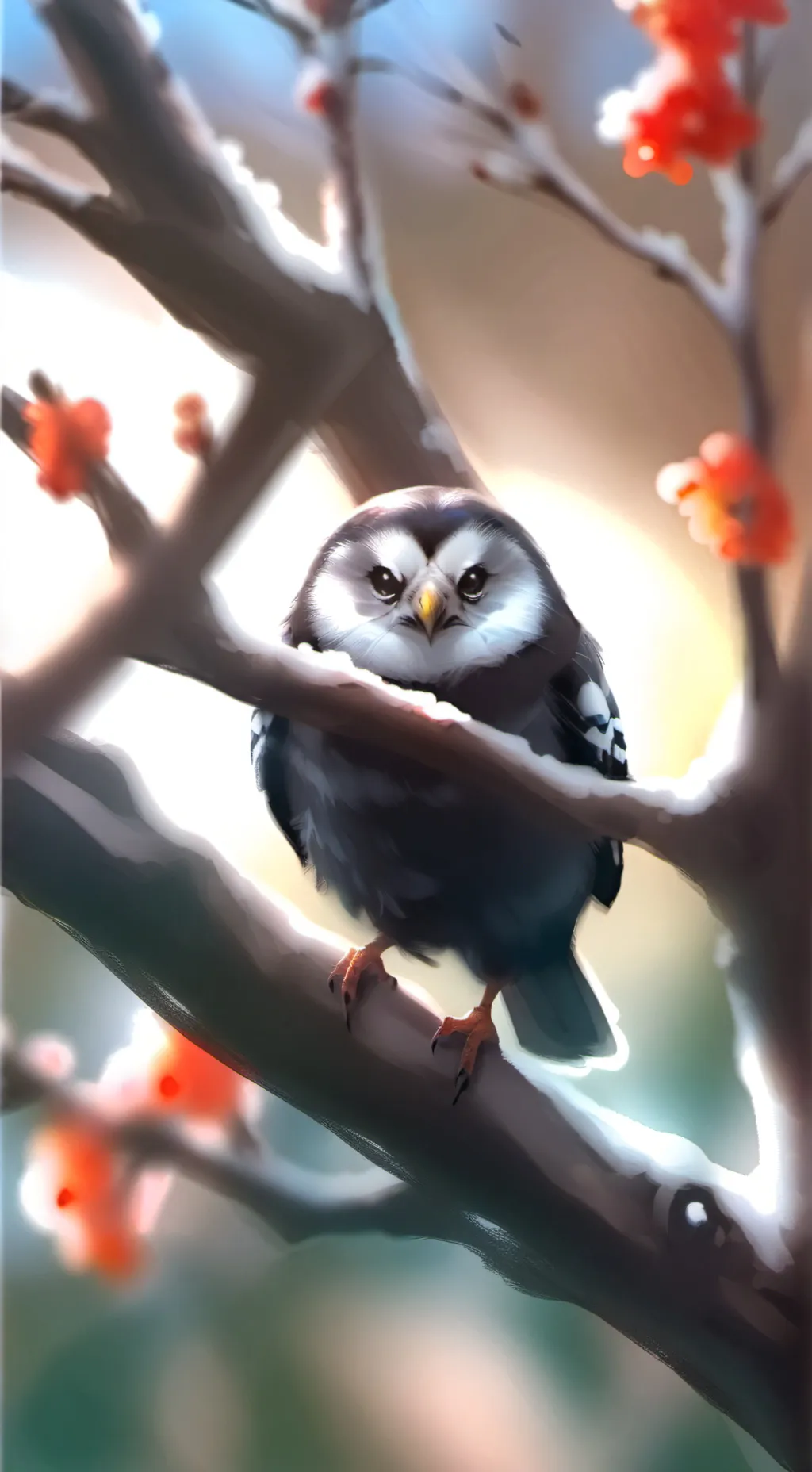 ai character: winter camp background