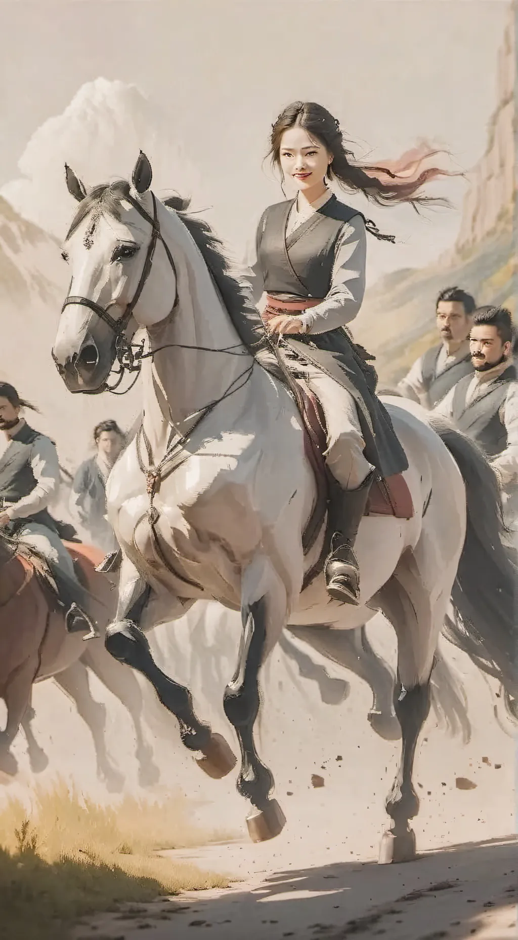 ai character: Skz horse riding  background