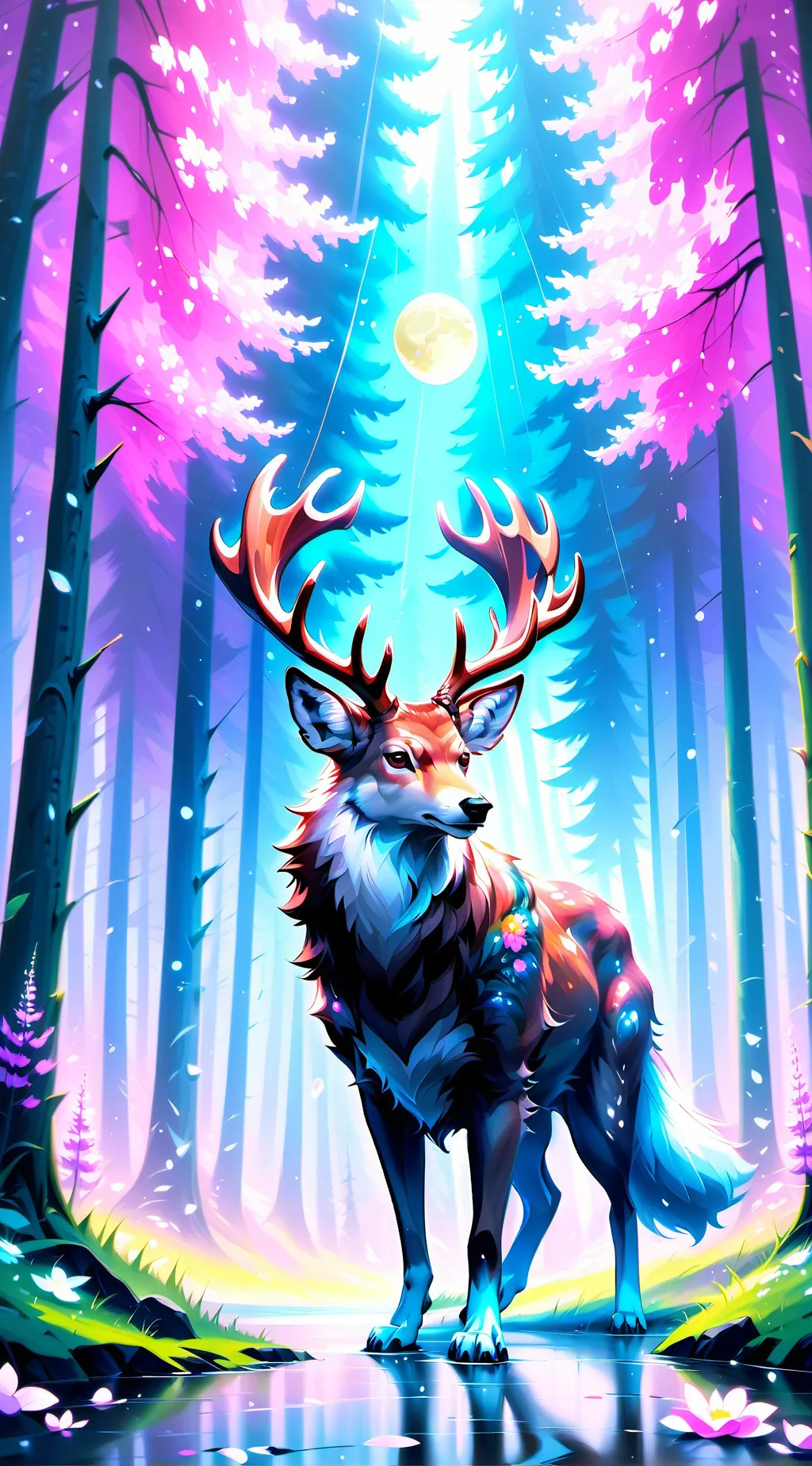 ai character: Wolf-deer pack background